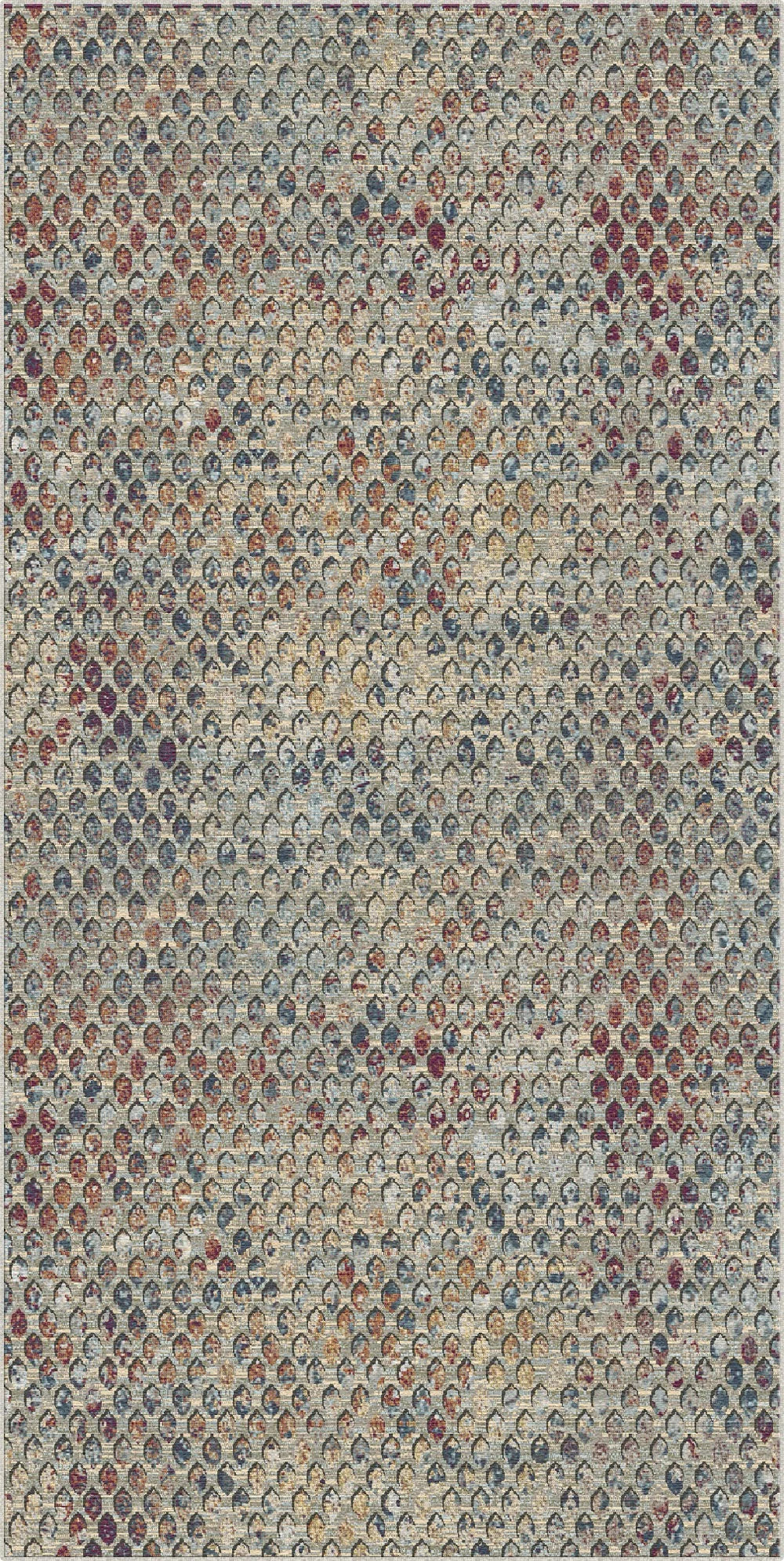 Tappeto Petalo Cancellato Mosaico Ceruleo