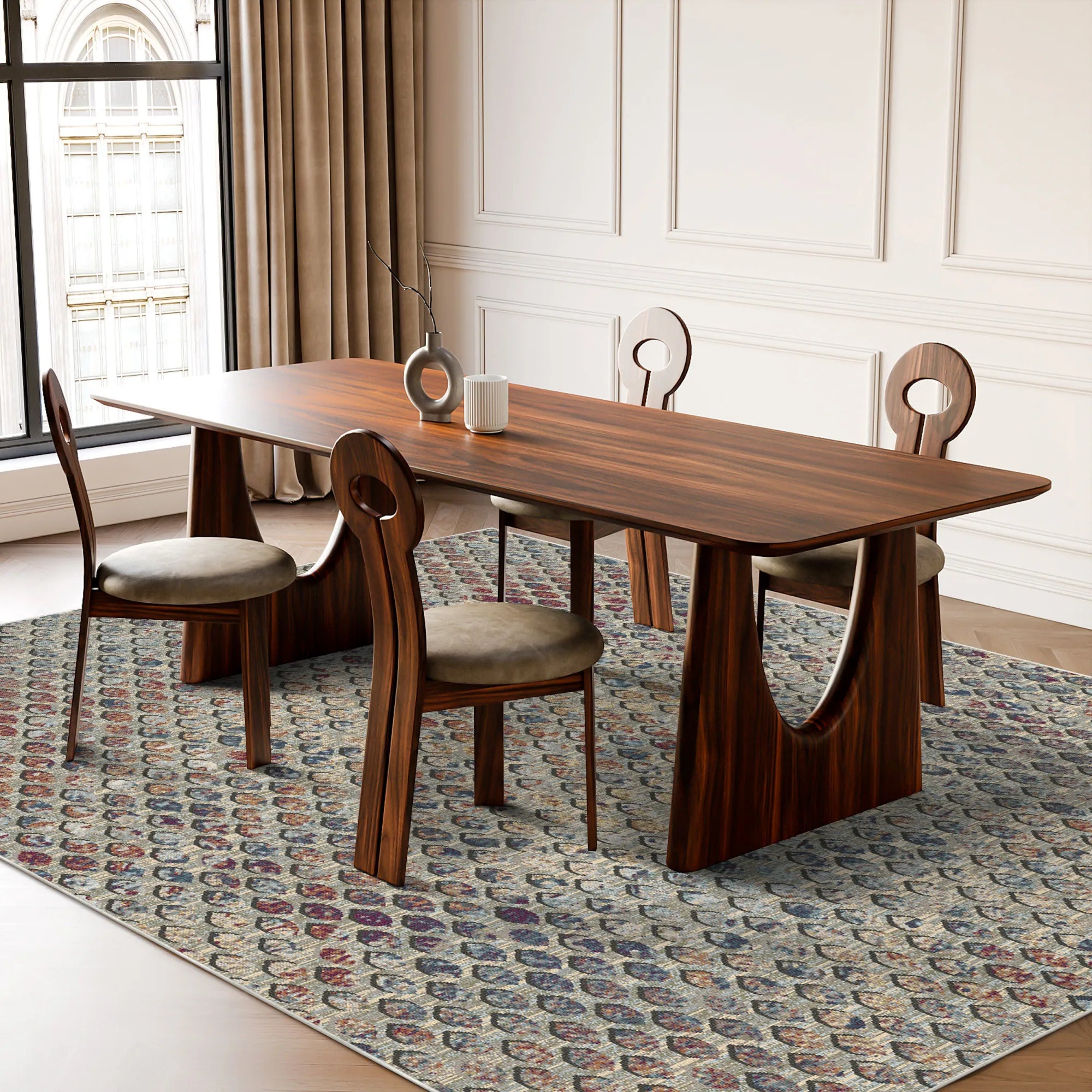 Cerulean Mosaic Erased Petal Rug