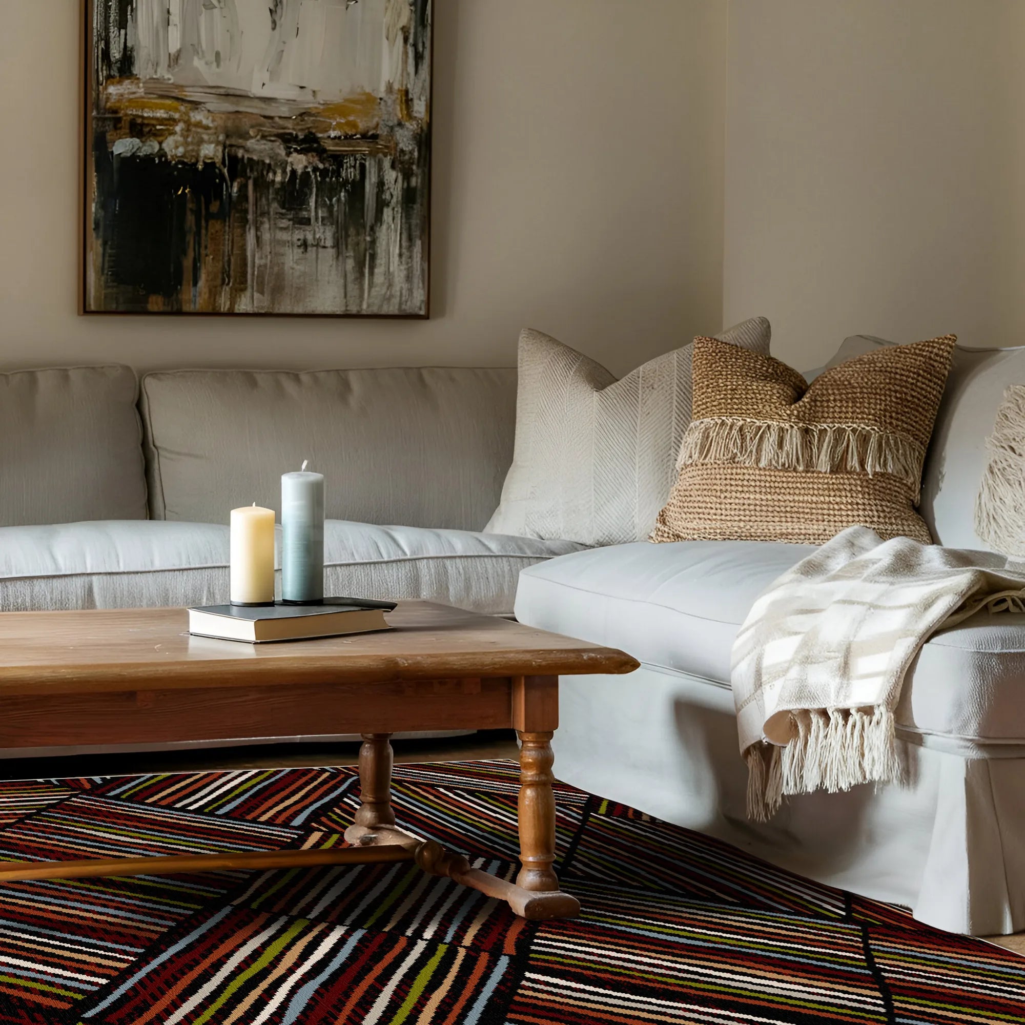 Helsinki Midnight Linear Washable Rug