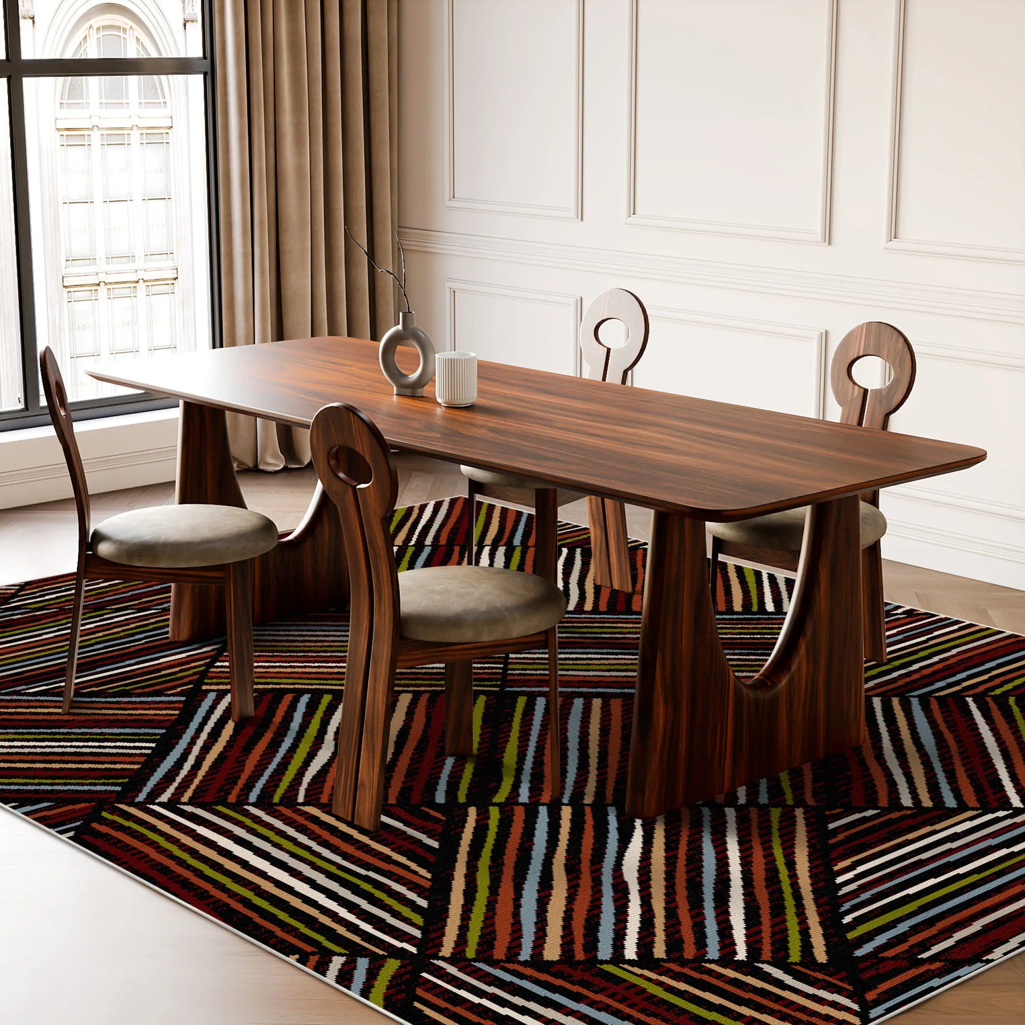 Helsinki Midnight Linear Washable Rug