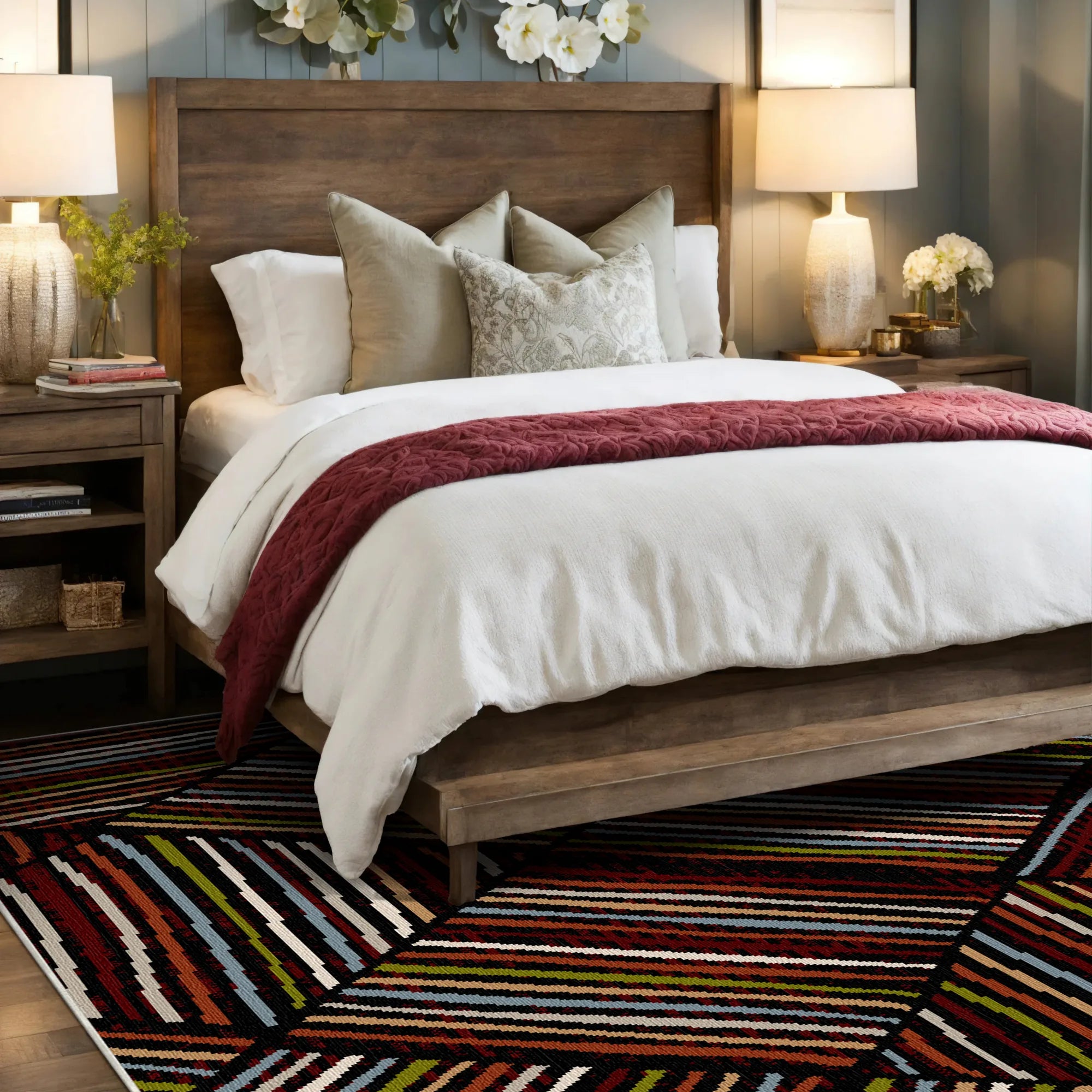 Helsinki Midnight Linear Washable Rug