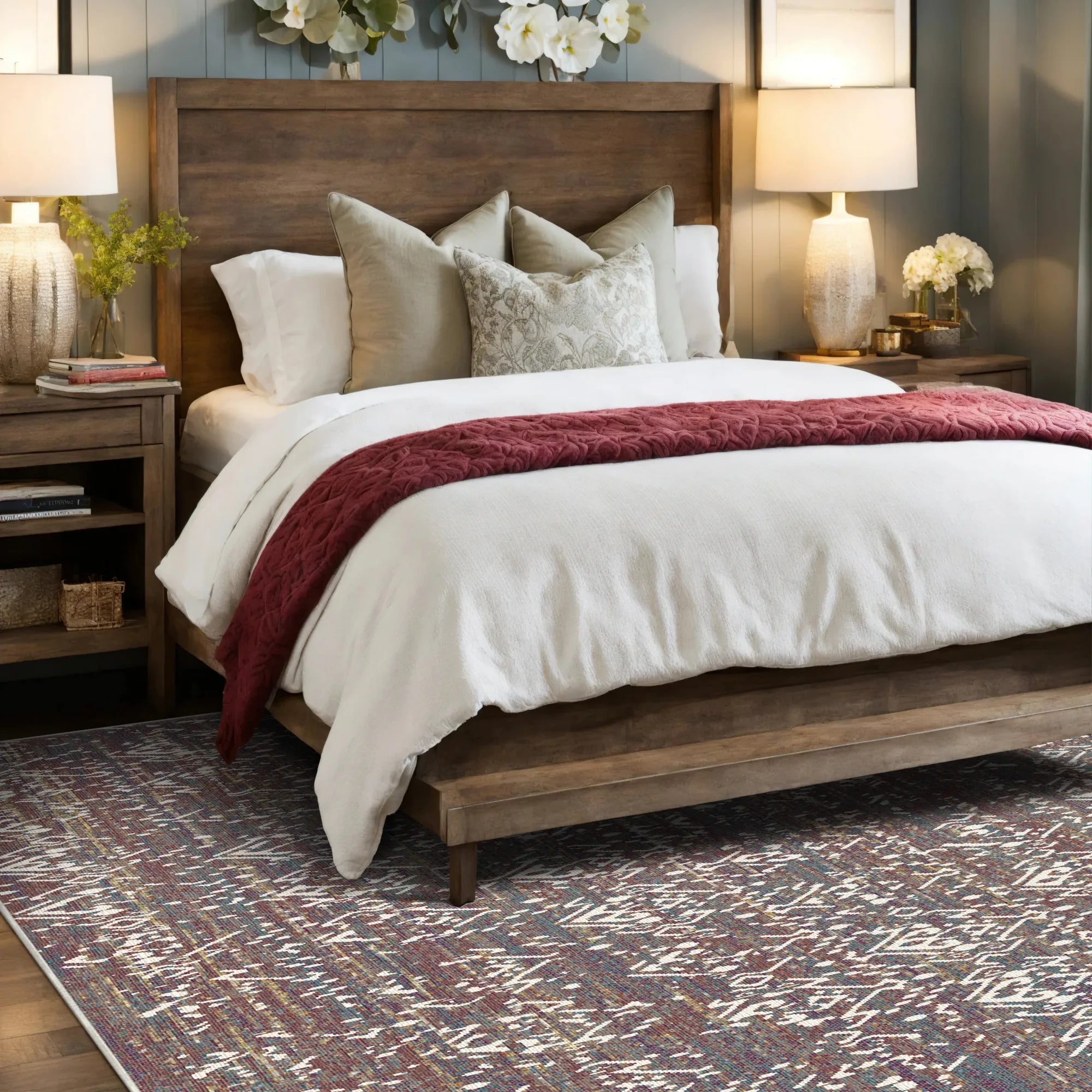 Crimson Relic Erased Tribal Rug