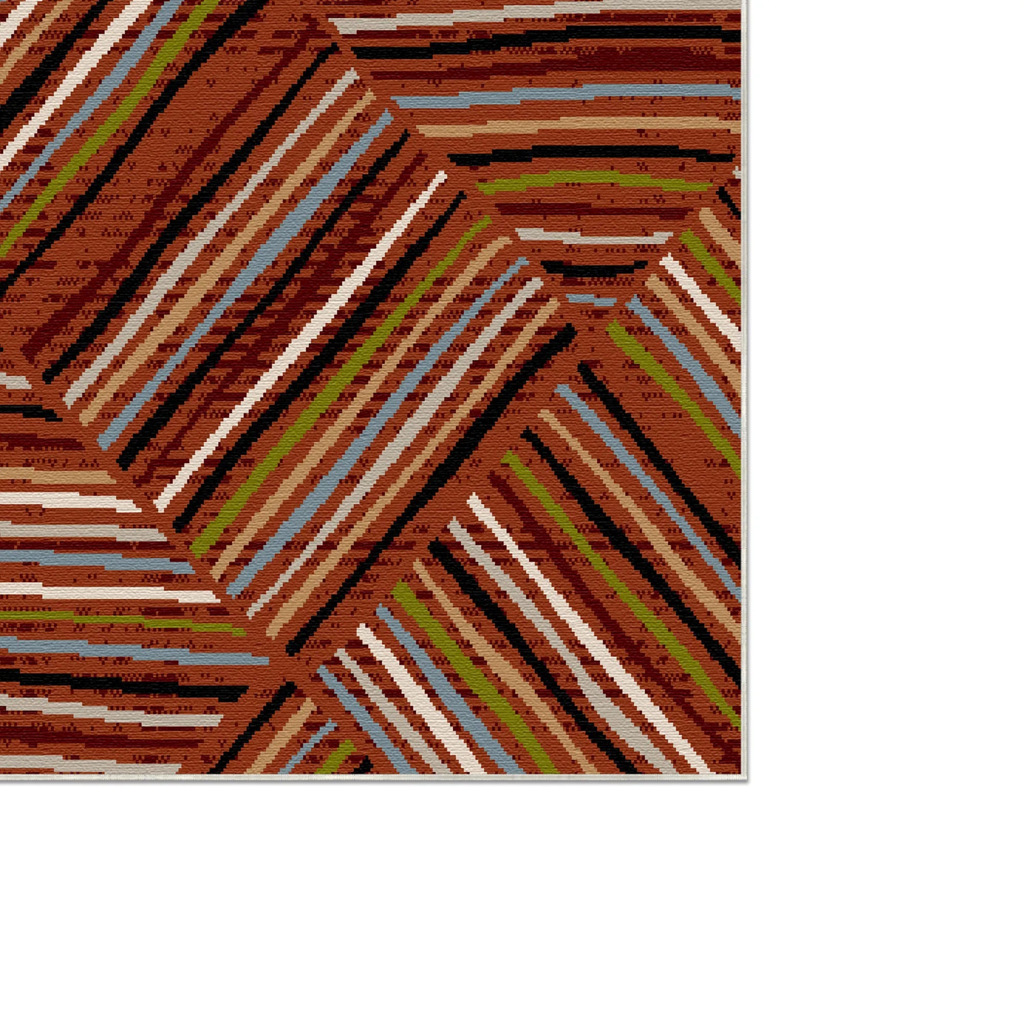 Bergen Rust Linear Washable Rug