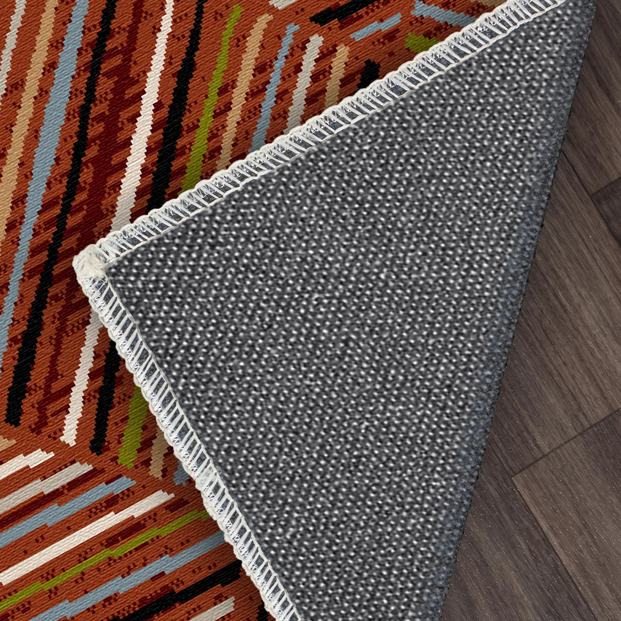 Bergen Rust Linear Washable Rug