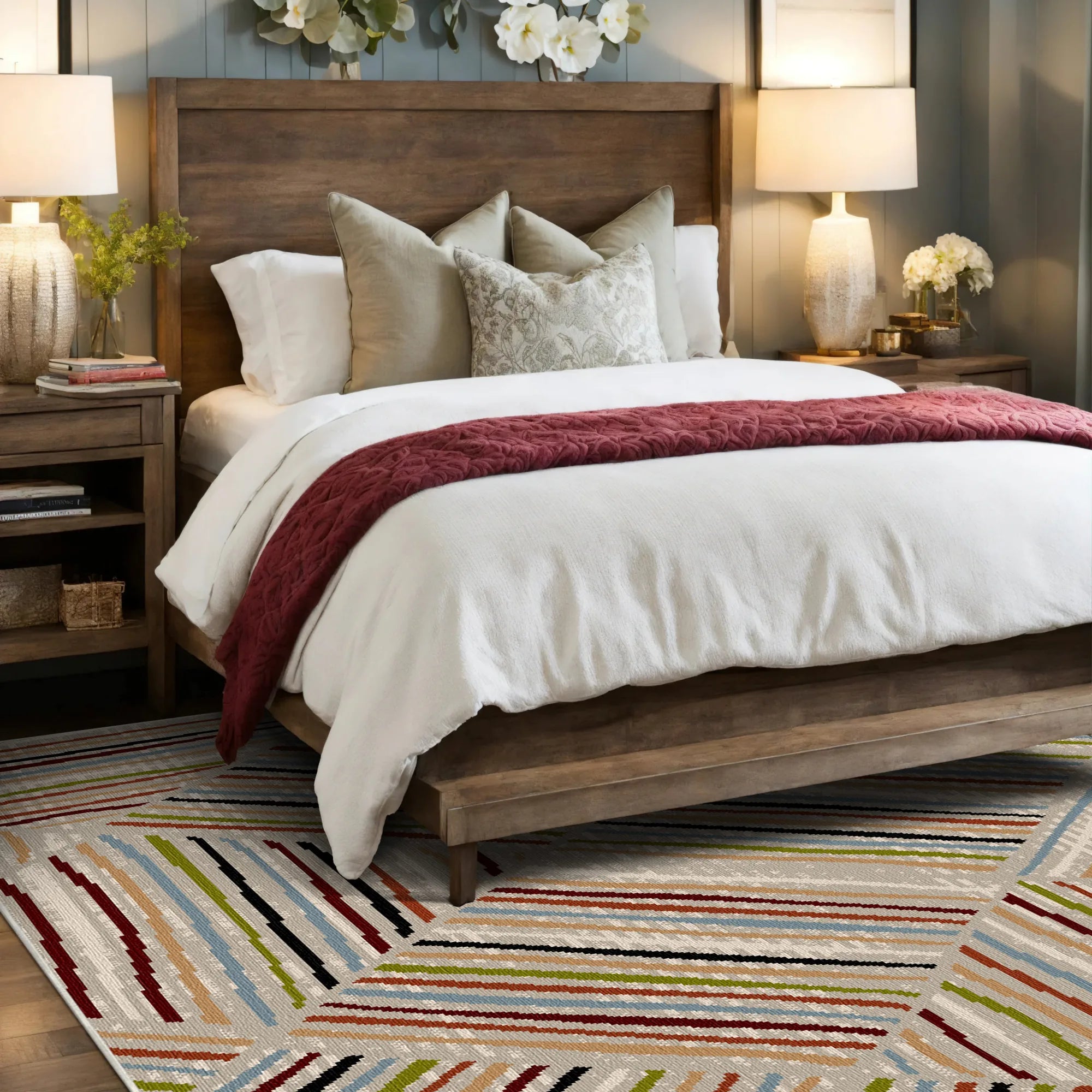 Malmo Sand Linear Washable Rug