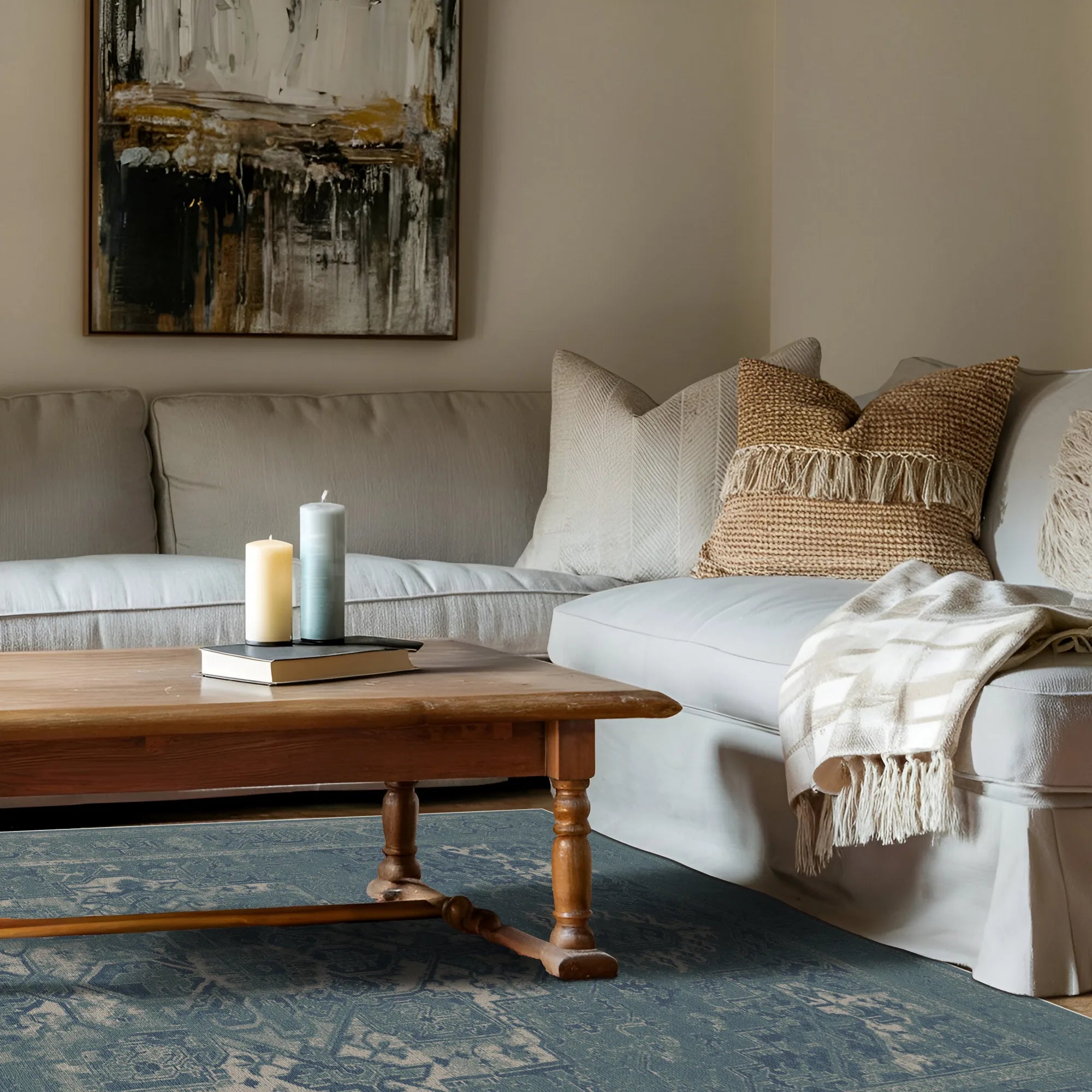 Cerulean Shadow Medallion Rug