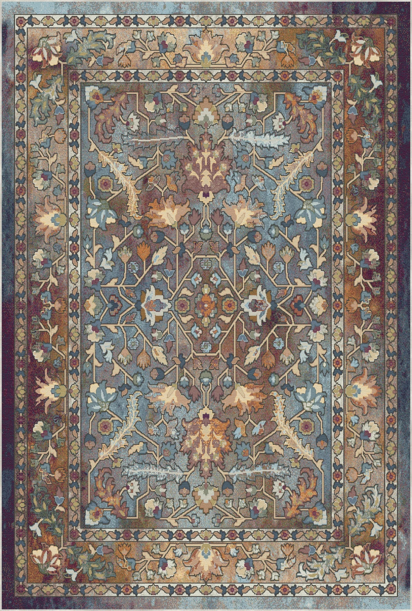 Azure Echo Antique Floral Rug
