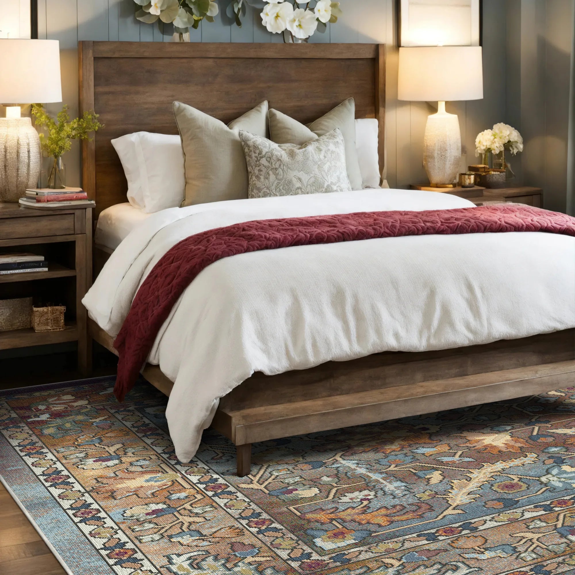 Azure Echo Antique Floral Rug