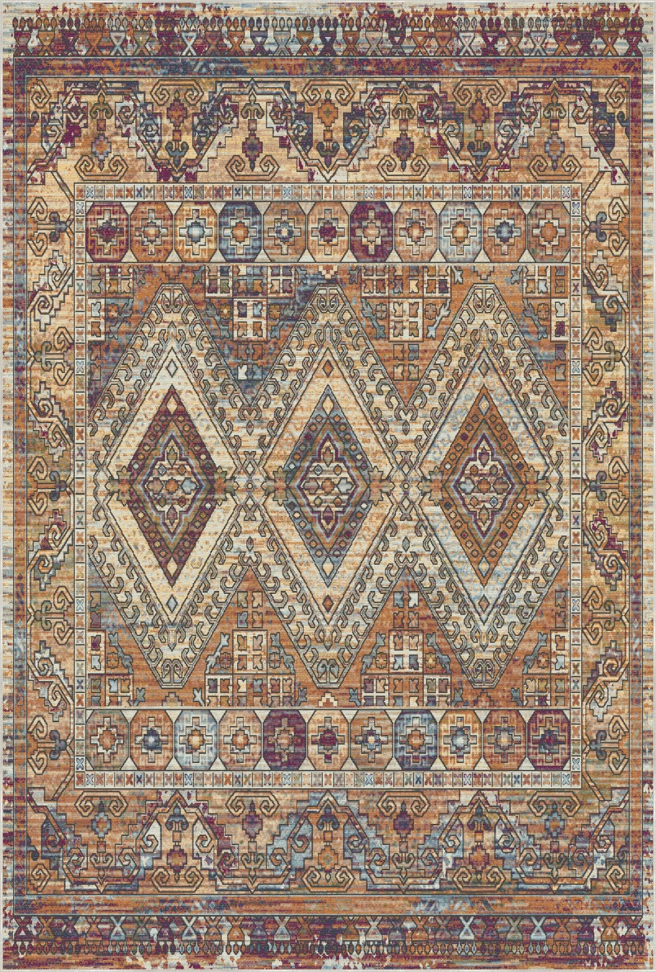 Terracotta Prism Medallion Rug