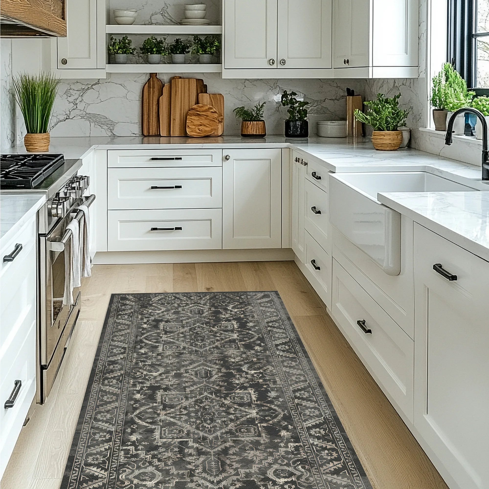 Tappeto Vintage Lavabile Troy Charcoal