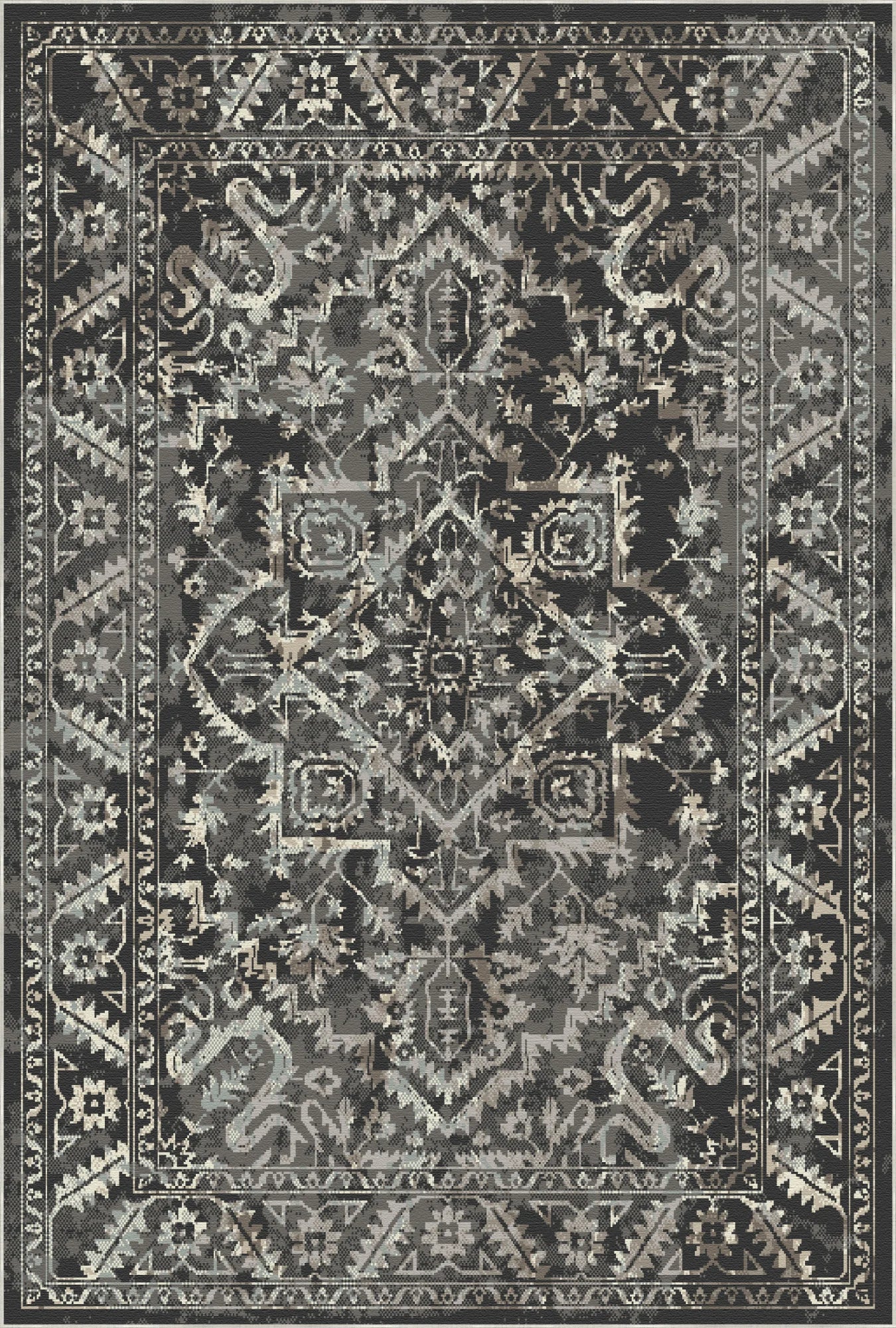 Troy Charcoal Vintage Washable Rug