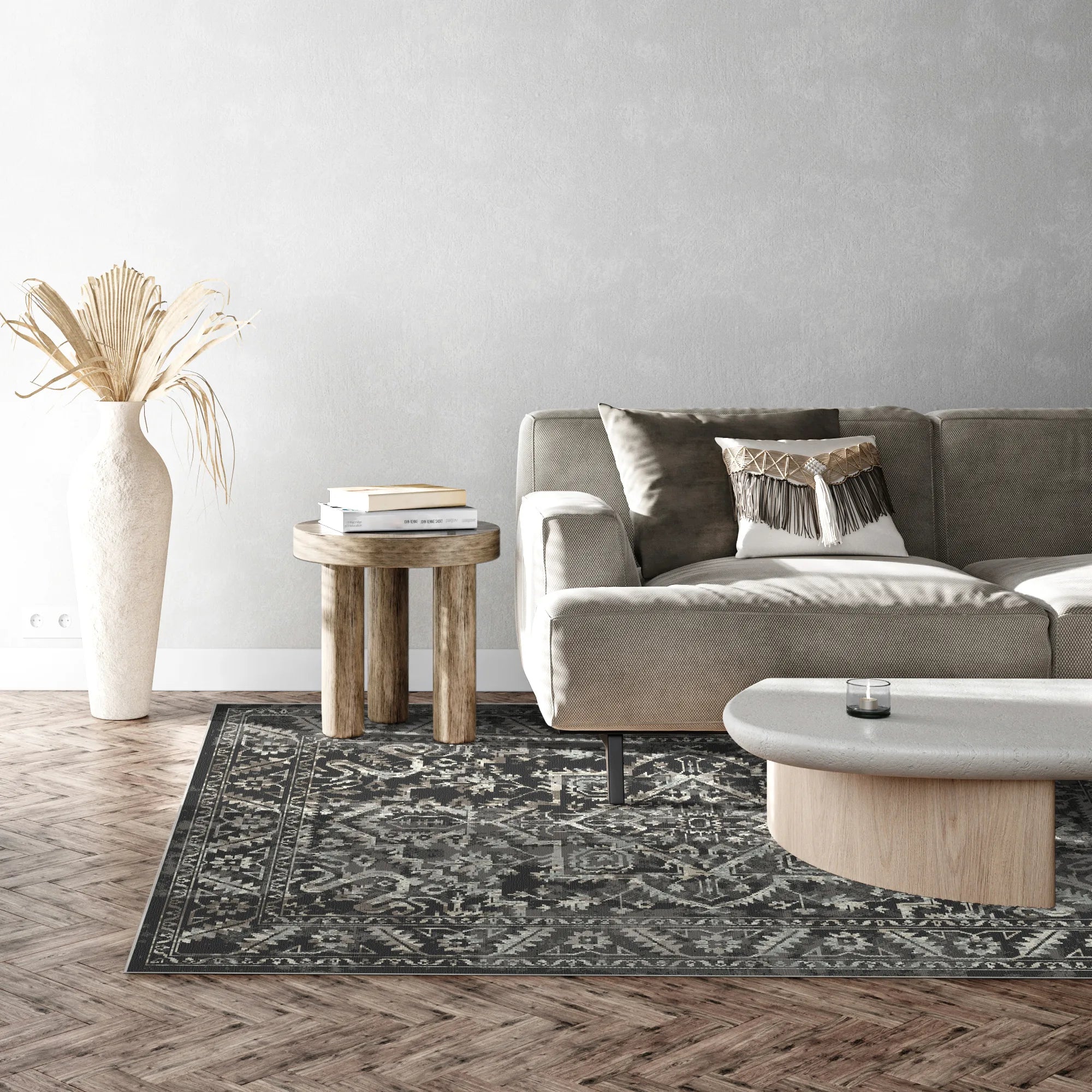 Troy Charcoal Vintage Washable Rug