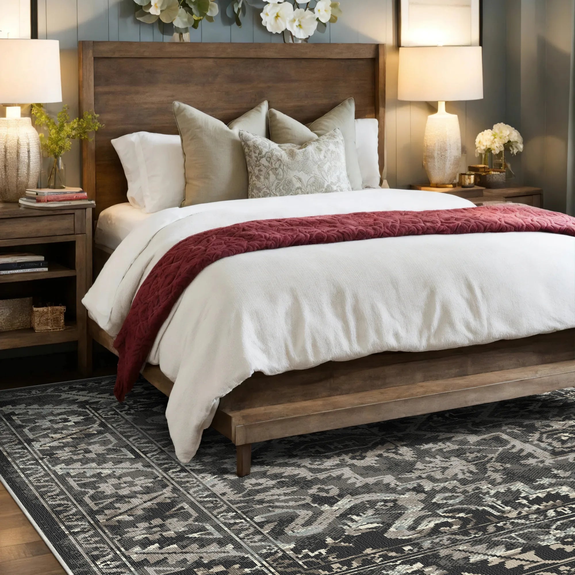 Troy Charcoal Vintage Washable Rug