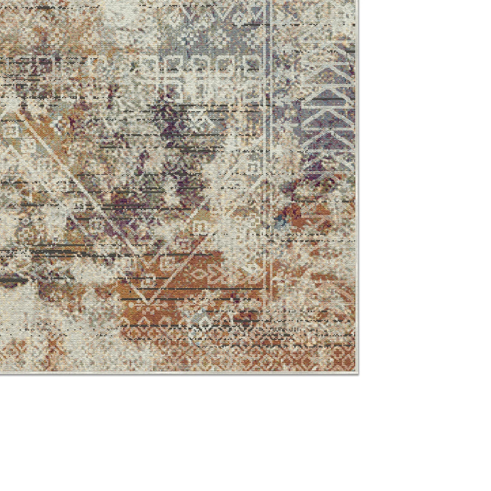 Ivory Mirage Erased Tribal Rug