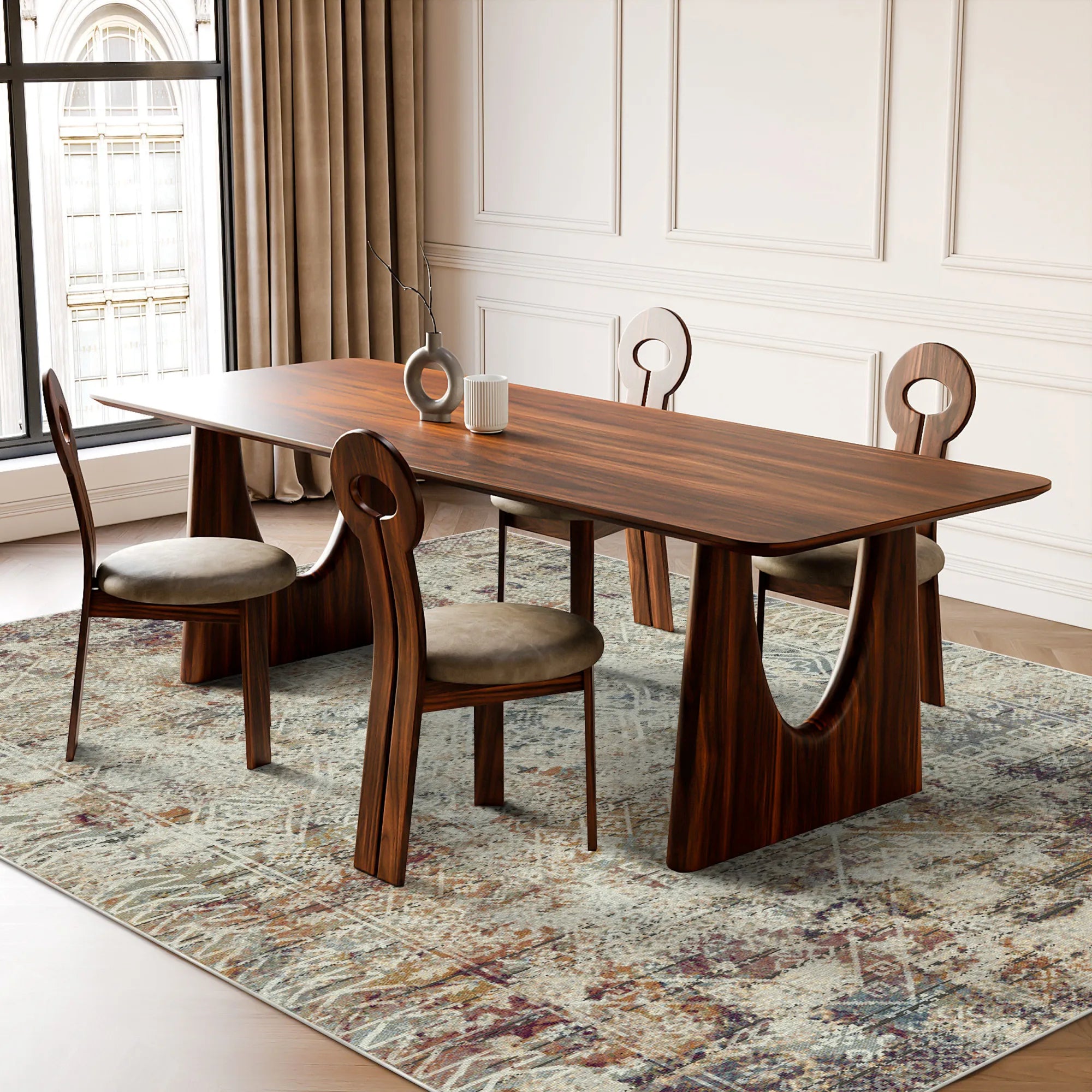 Ivory Mirage Erased Tribal Rug