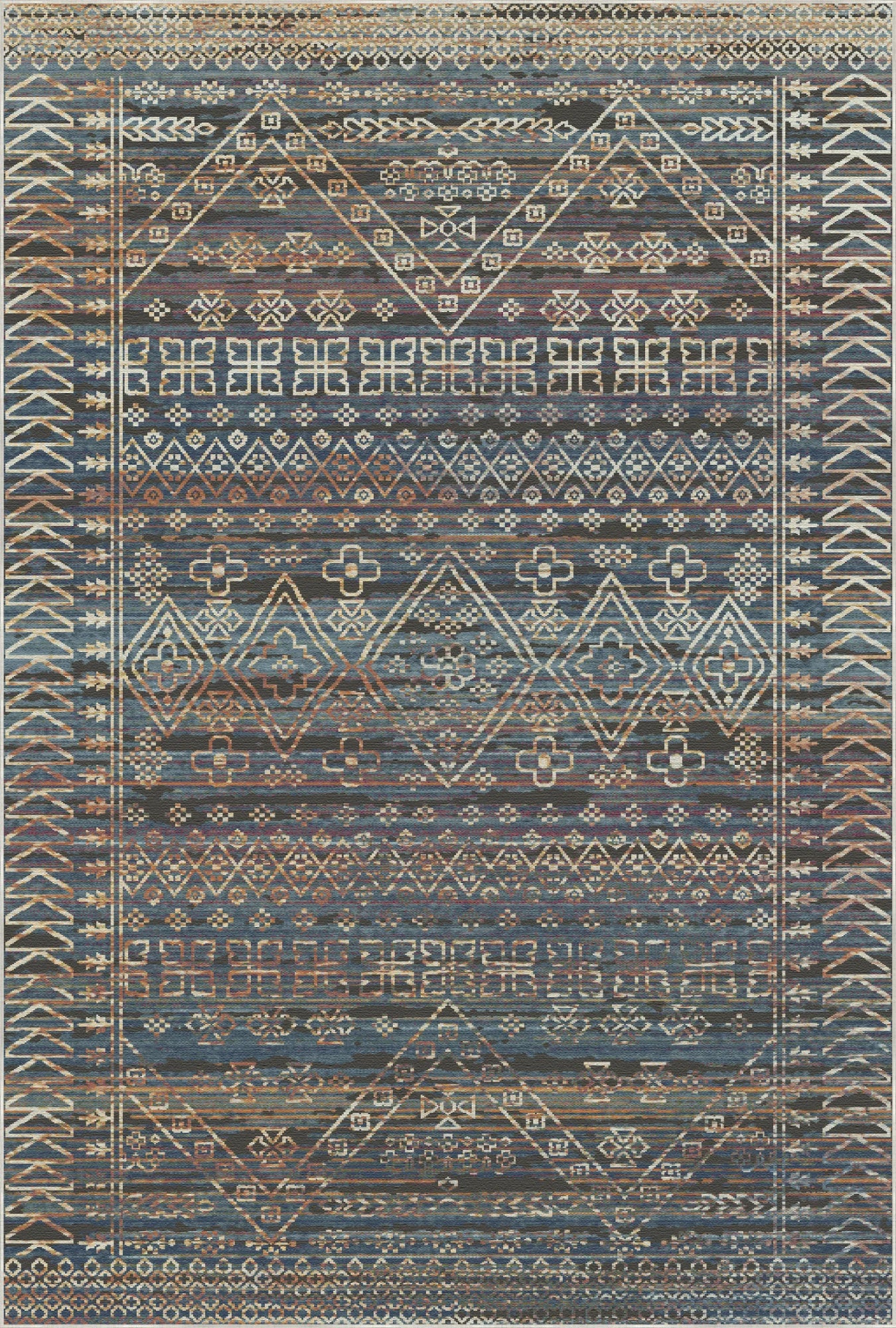 Indigo Oracle Erased Tribal Rug