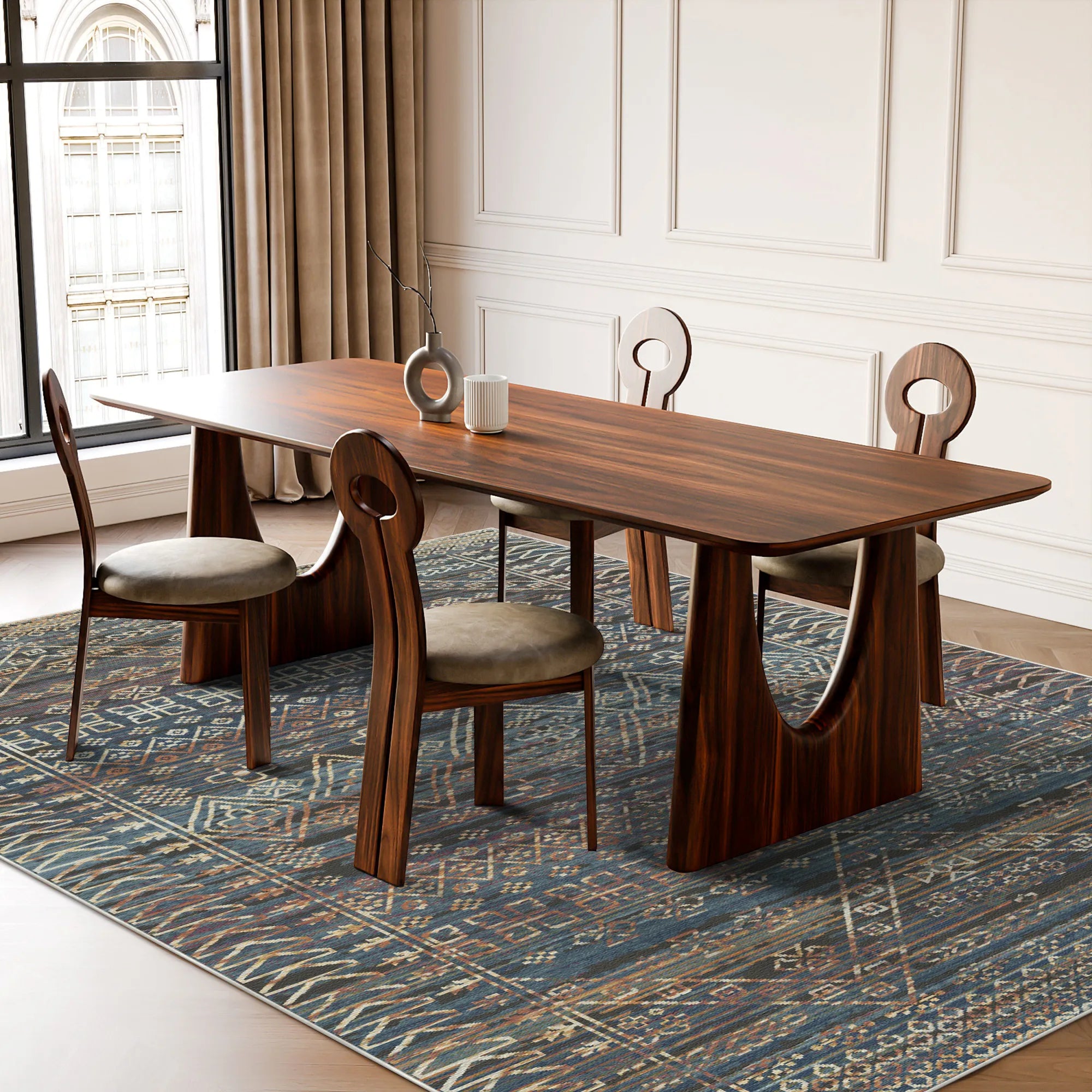 Indigo Oracle Erased Tribal Rug