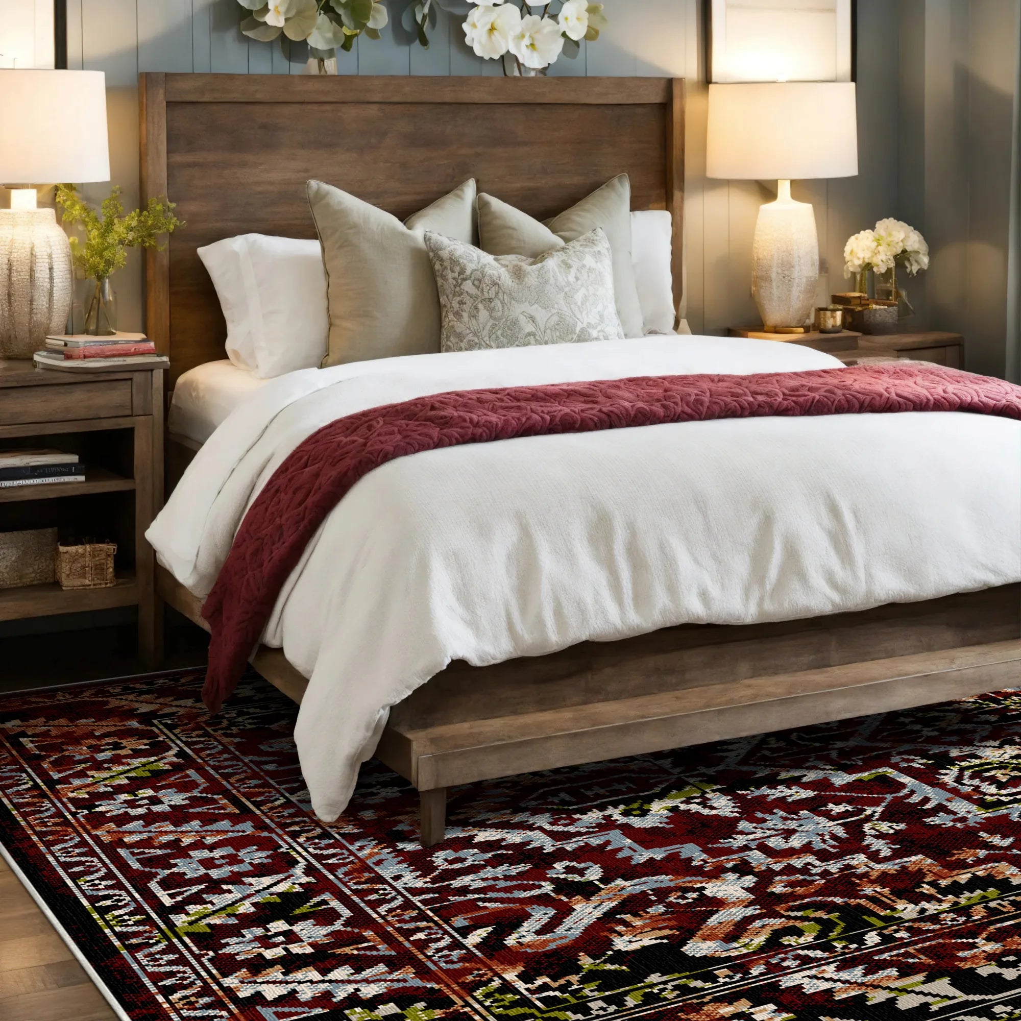 Sparta Garnet Vintage Washable Rug