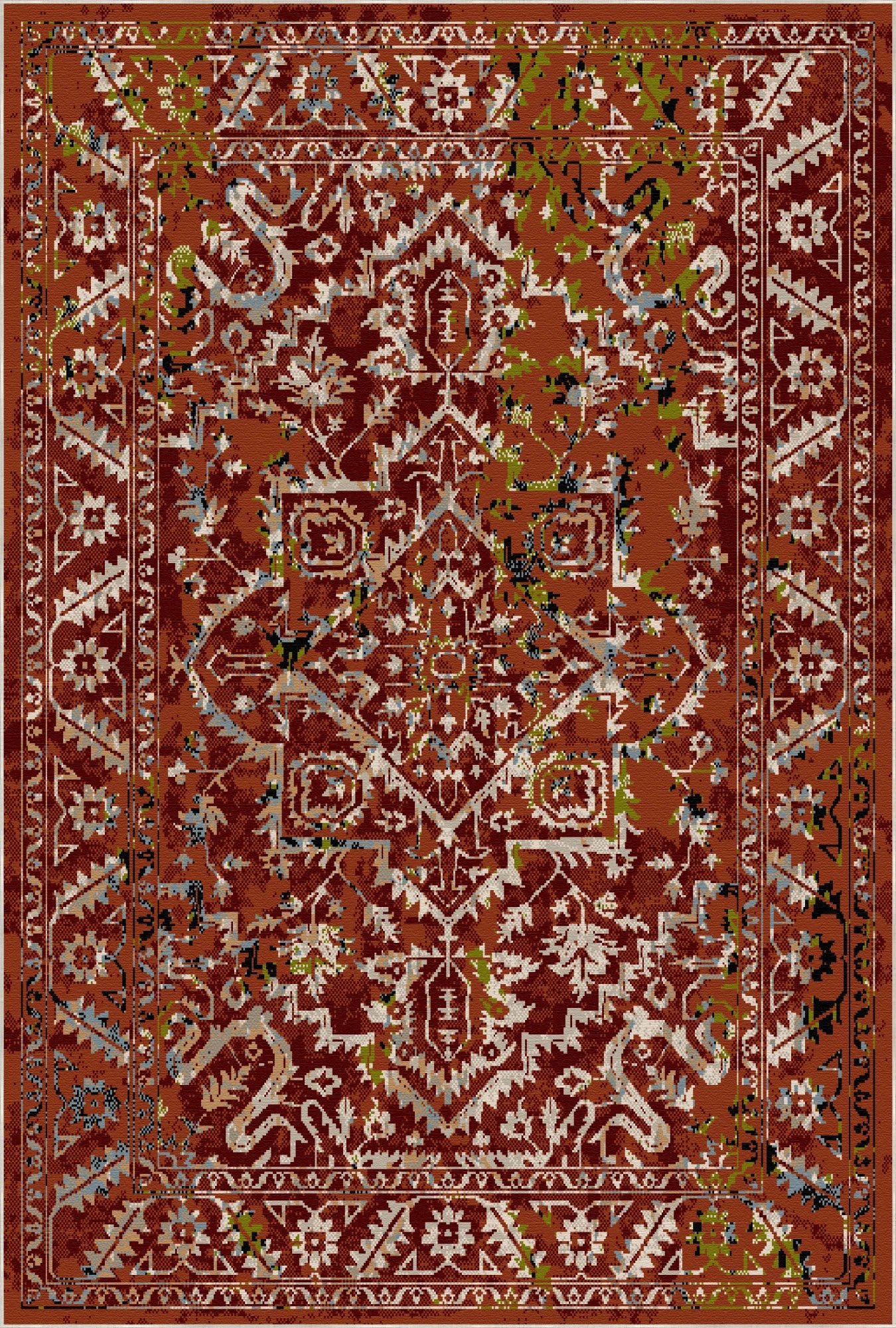 Pompeii Rust Vintage Washable Rug