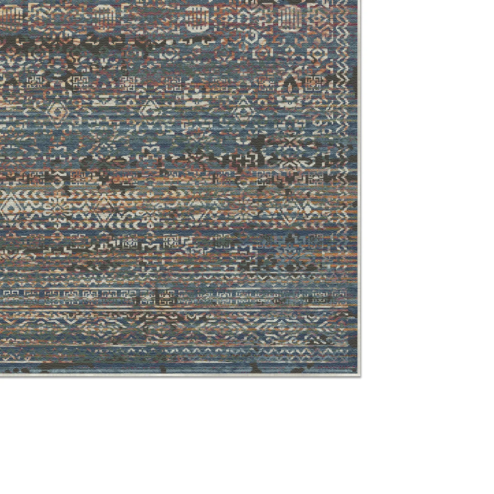 Indigo Mosaic Erased Tile Rug