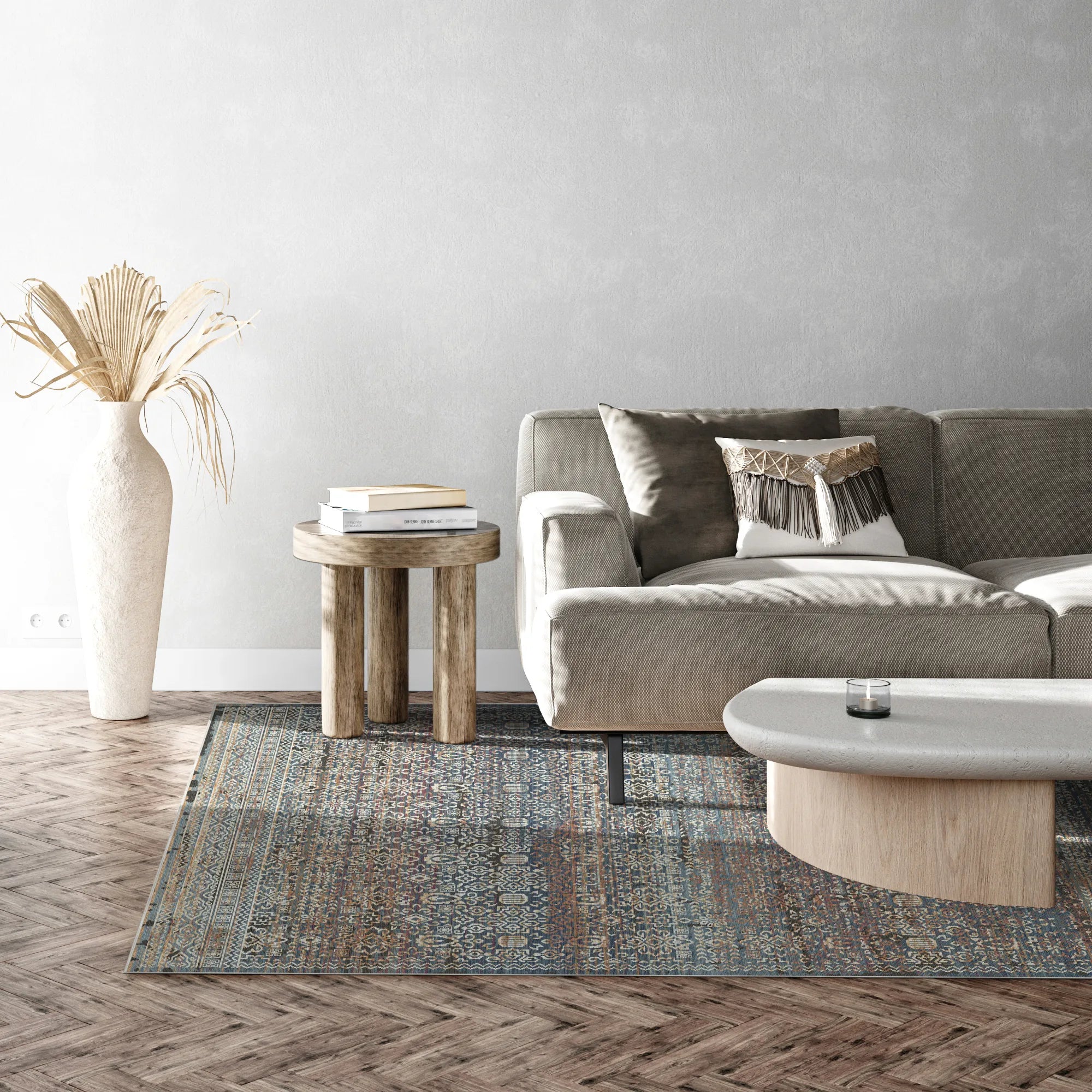 Indigo Mosaic Erased Tile Rug