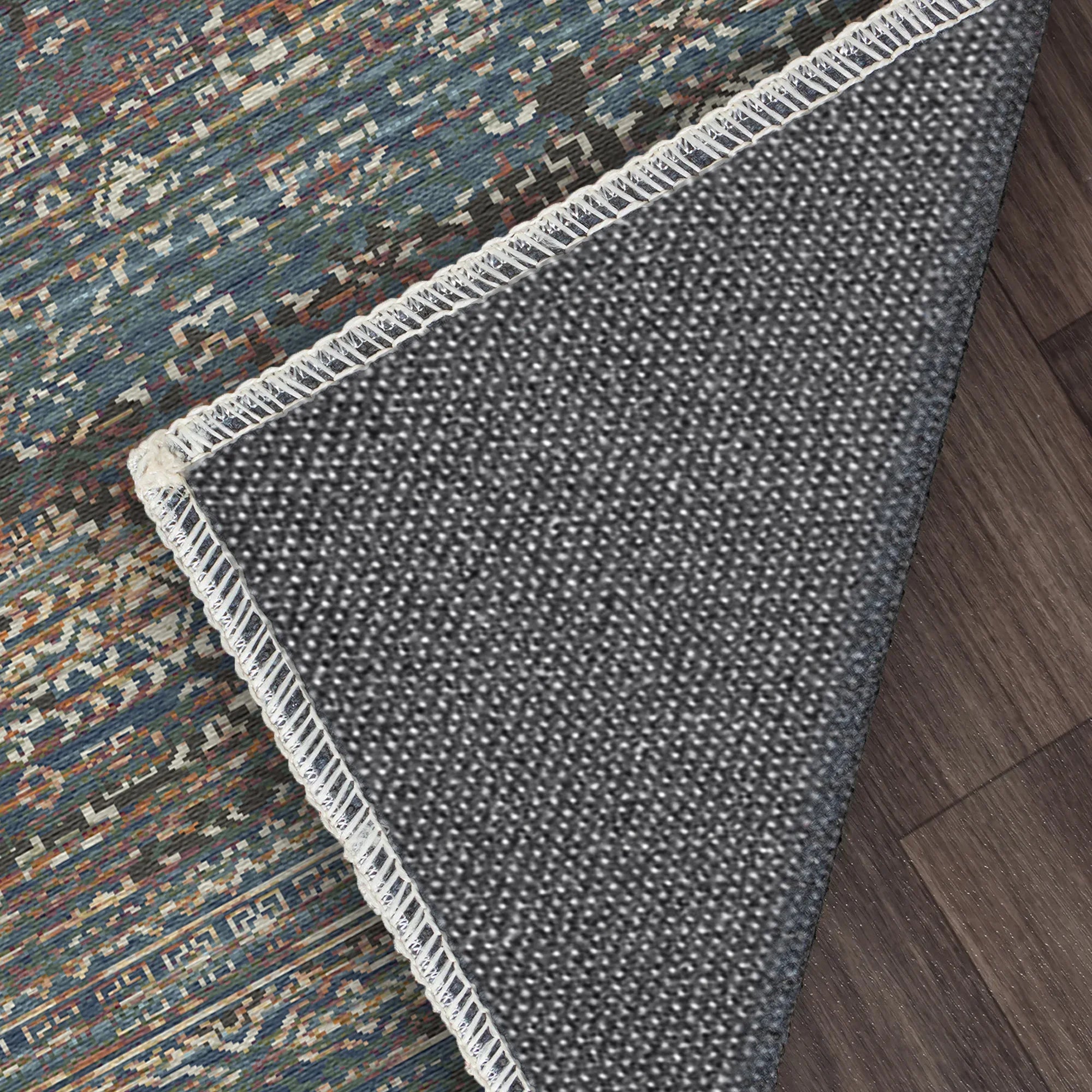 Indigo Mosaic Erased Tile Rug