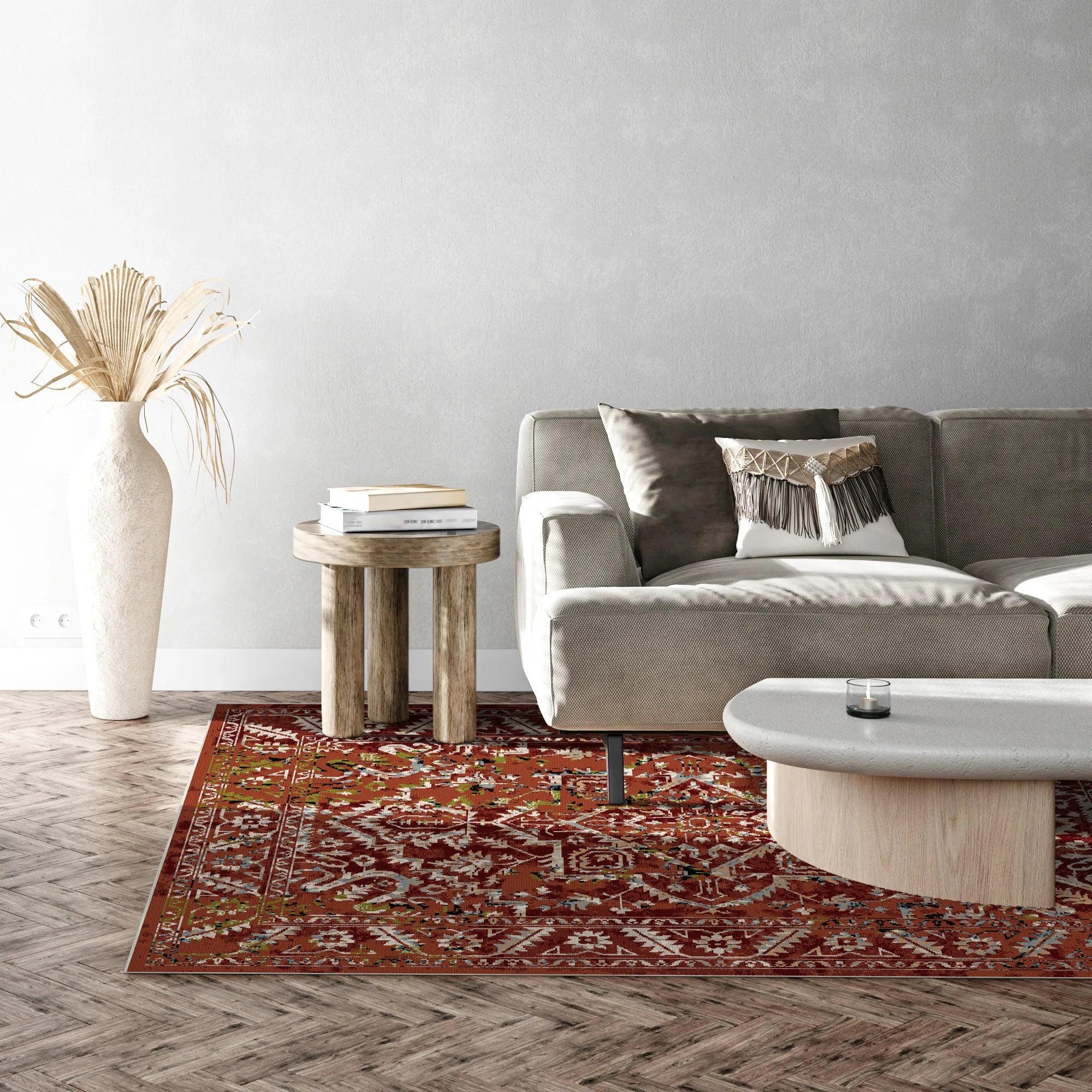 Pompeii Rust Vintage Washable Rug