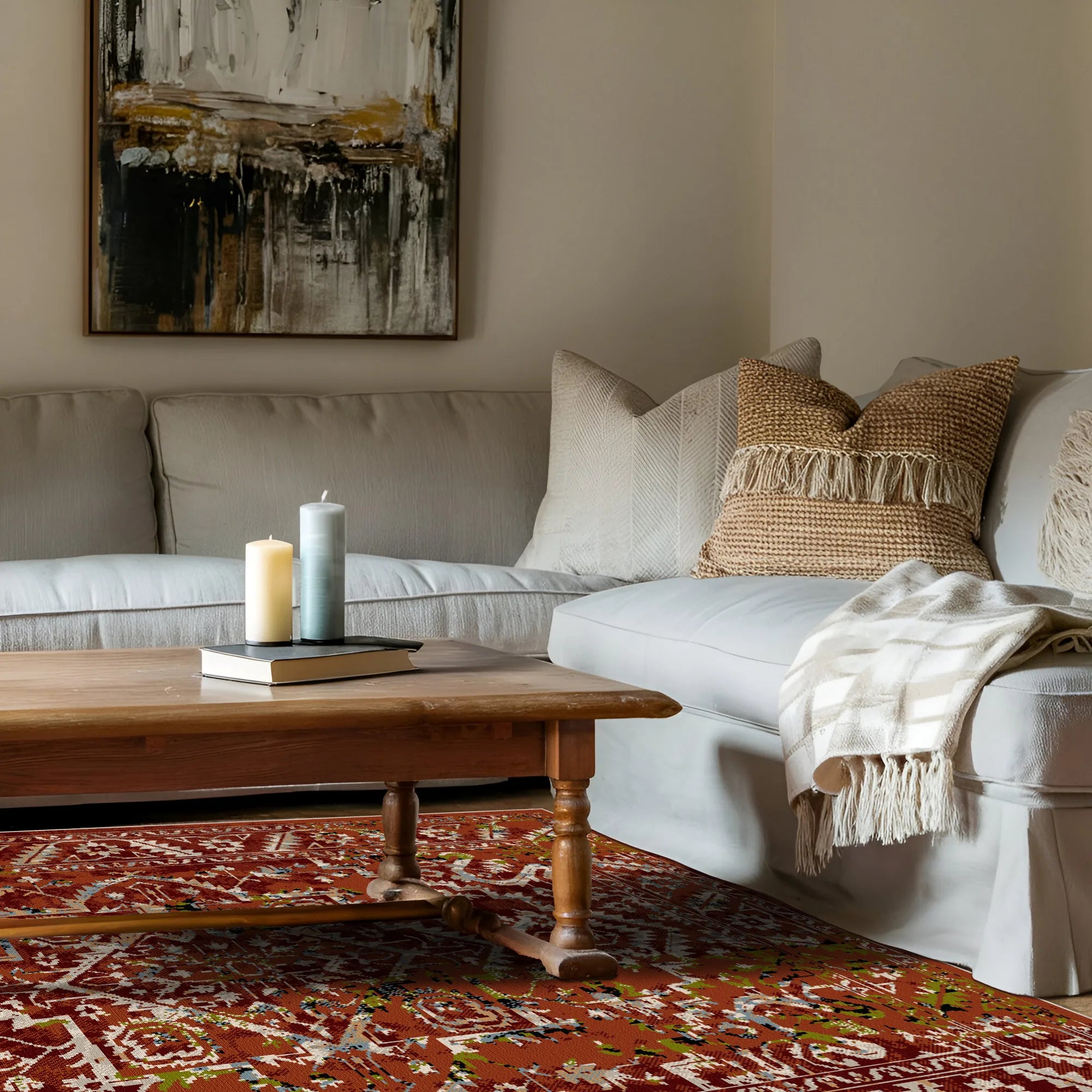 Pompeii Rust Vintage Washable Rug