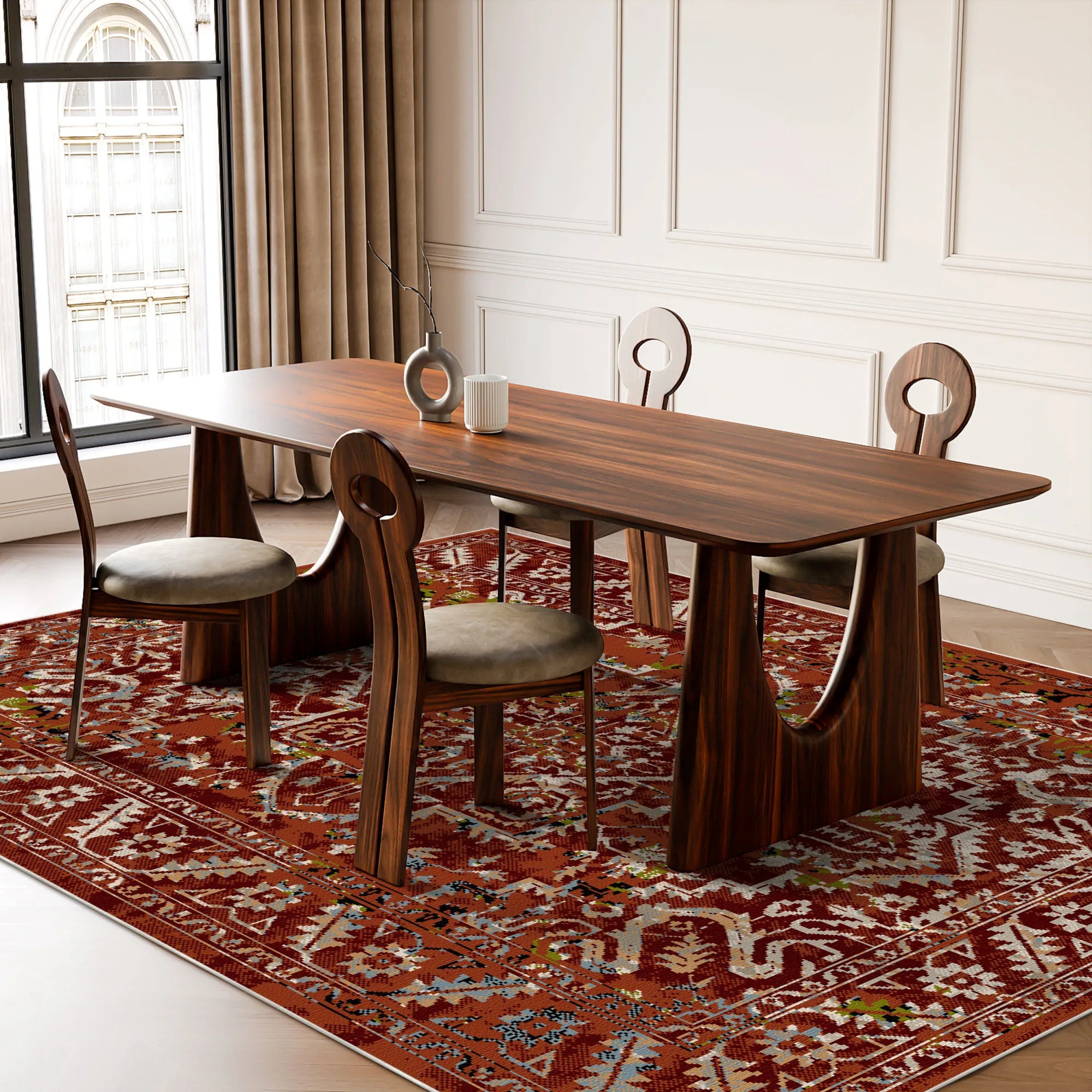 Pompeii Rust Vintage Washable Rug