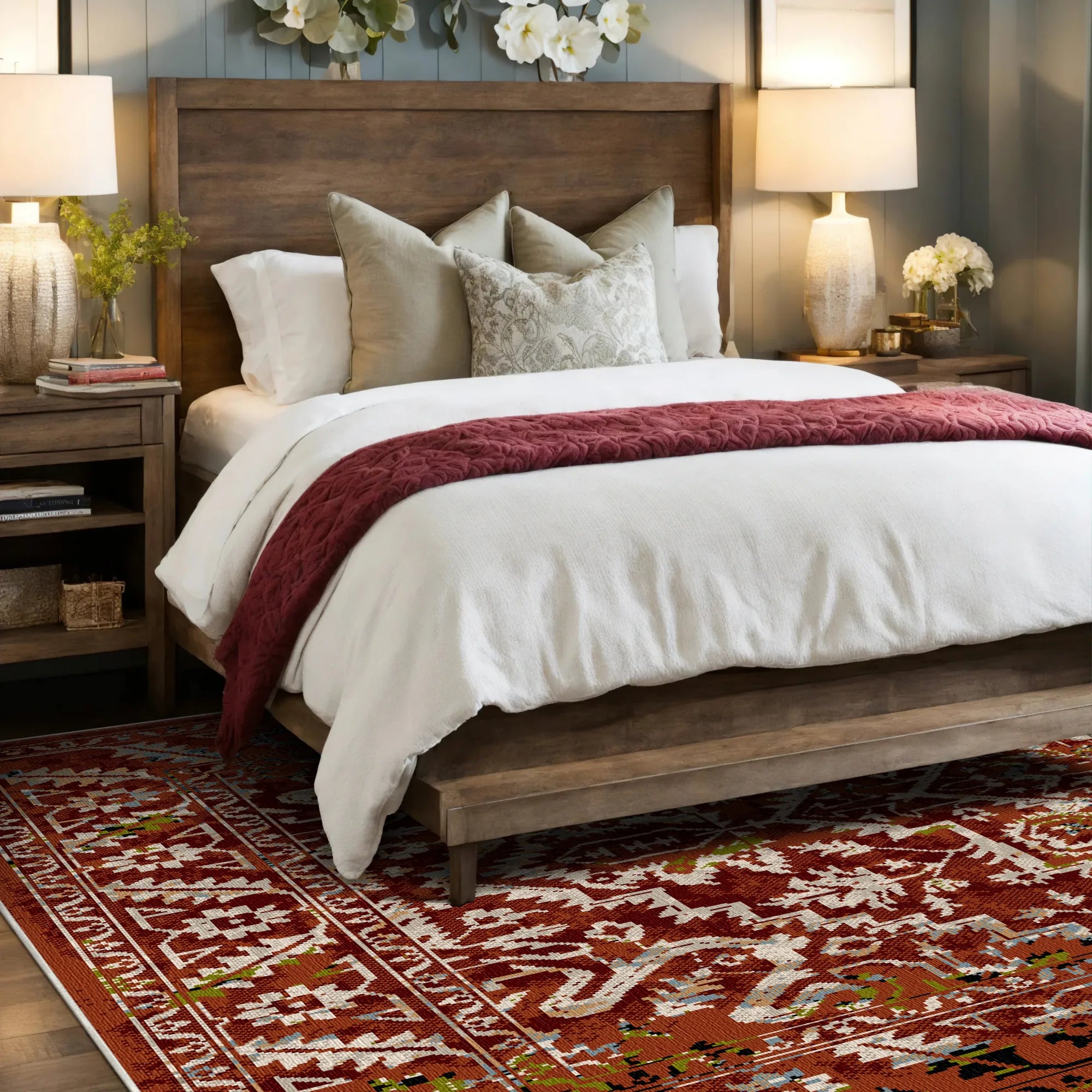 Pompeii Rust Vintage Washable Rug