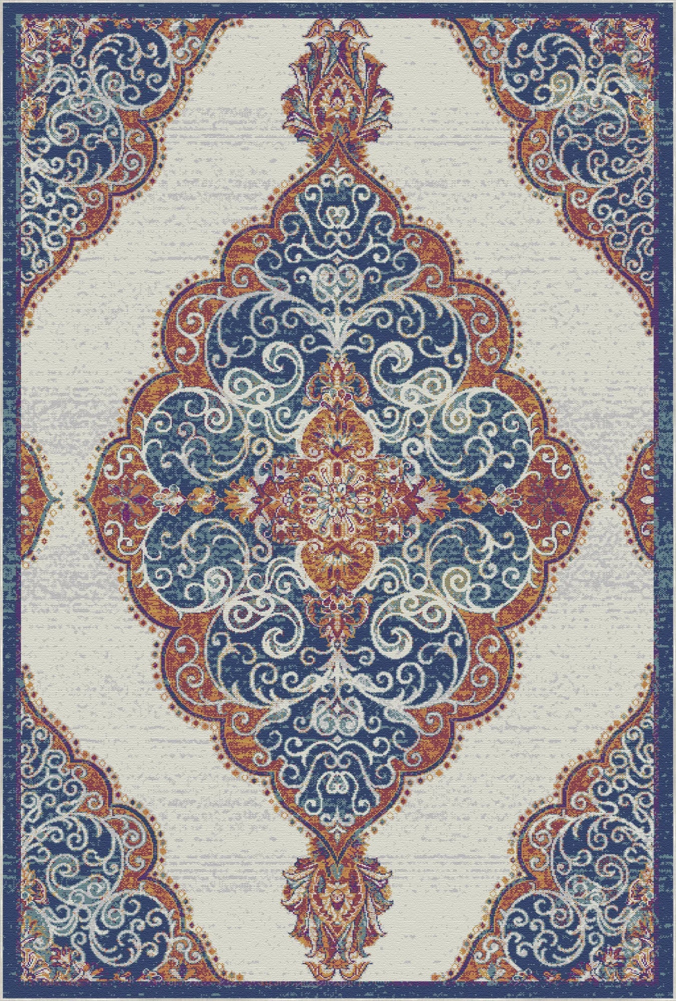 Lapis Scrollwork Medallion Rug