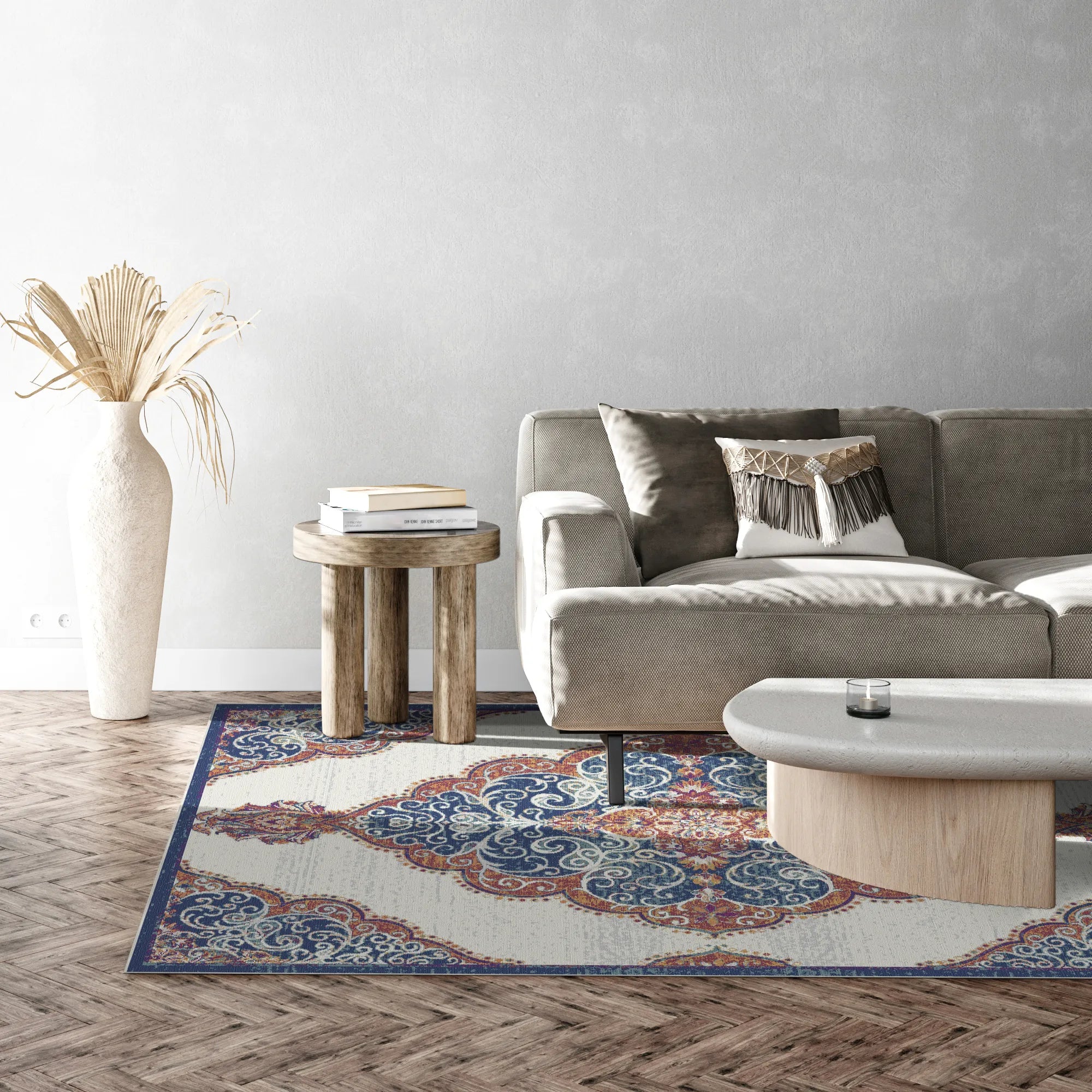 Lapis Scrollwork Medallion Rug