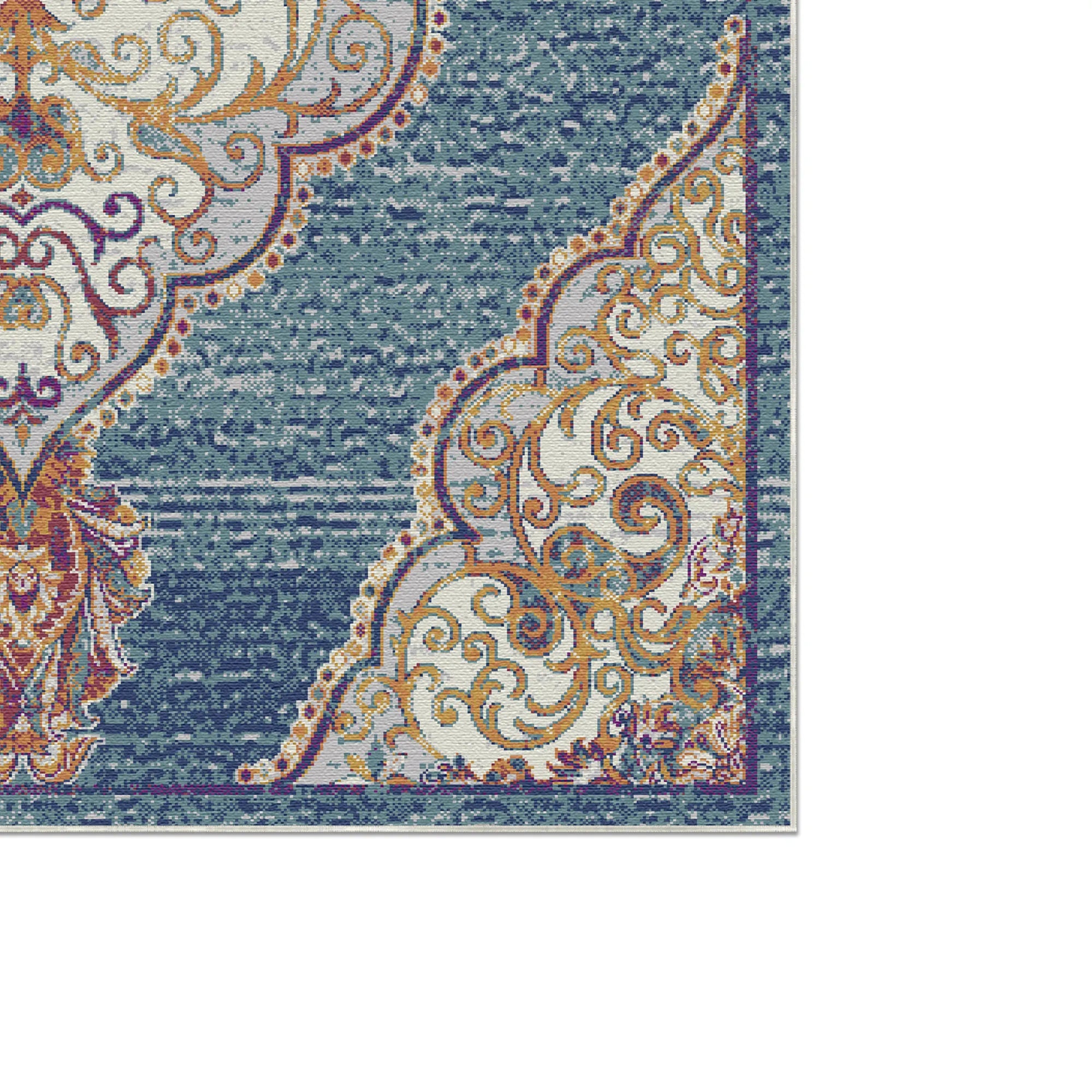 Indigo Scrollwork Medallion Rug