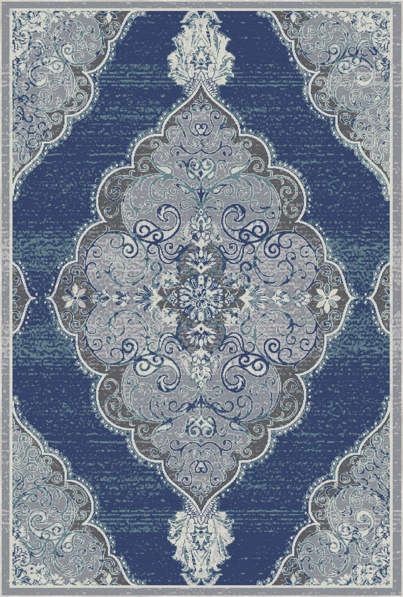 Slate Scrollwork Medallion Rug
