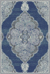 Slate Scrollwork Medallion Rug Navy Blue