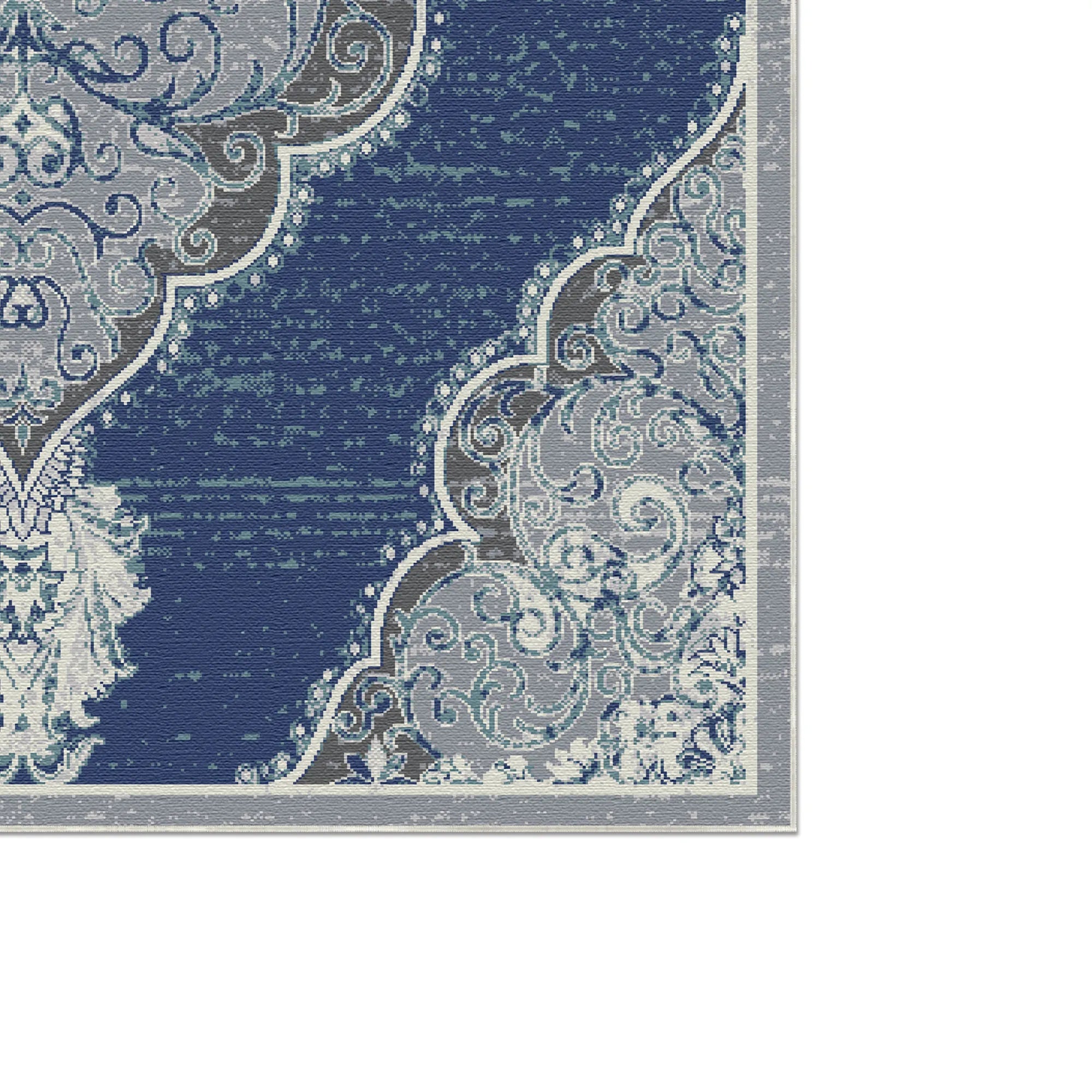 Slate Scrollwork Medallion Rug