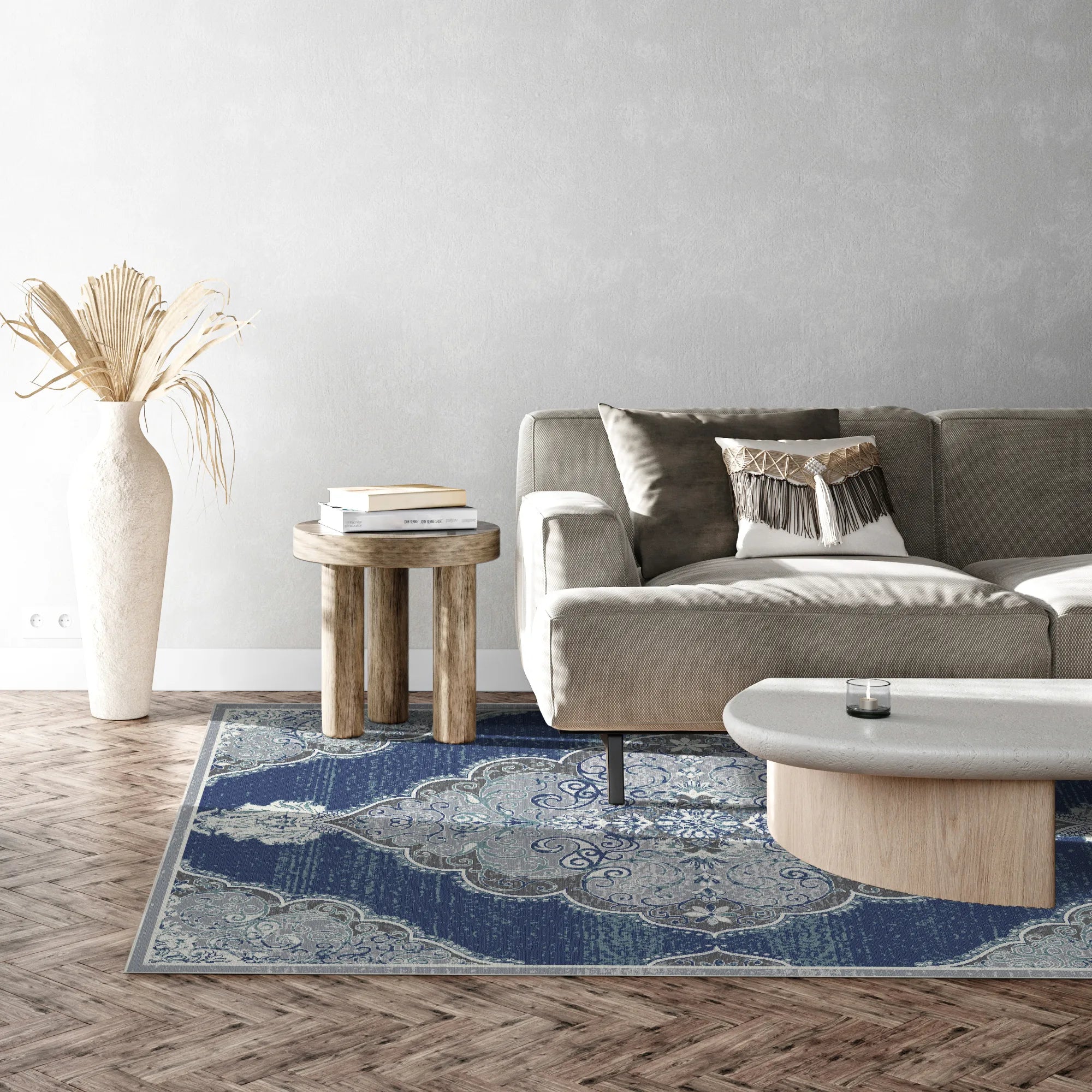 Slate Scrollwork Medallion Rug