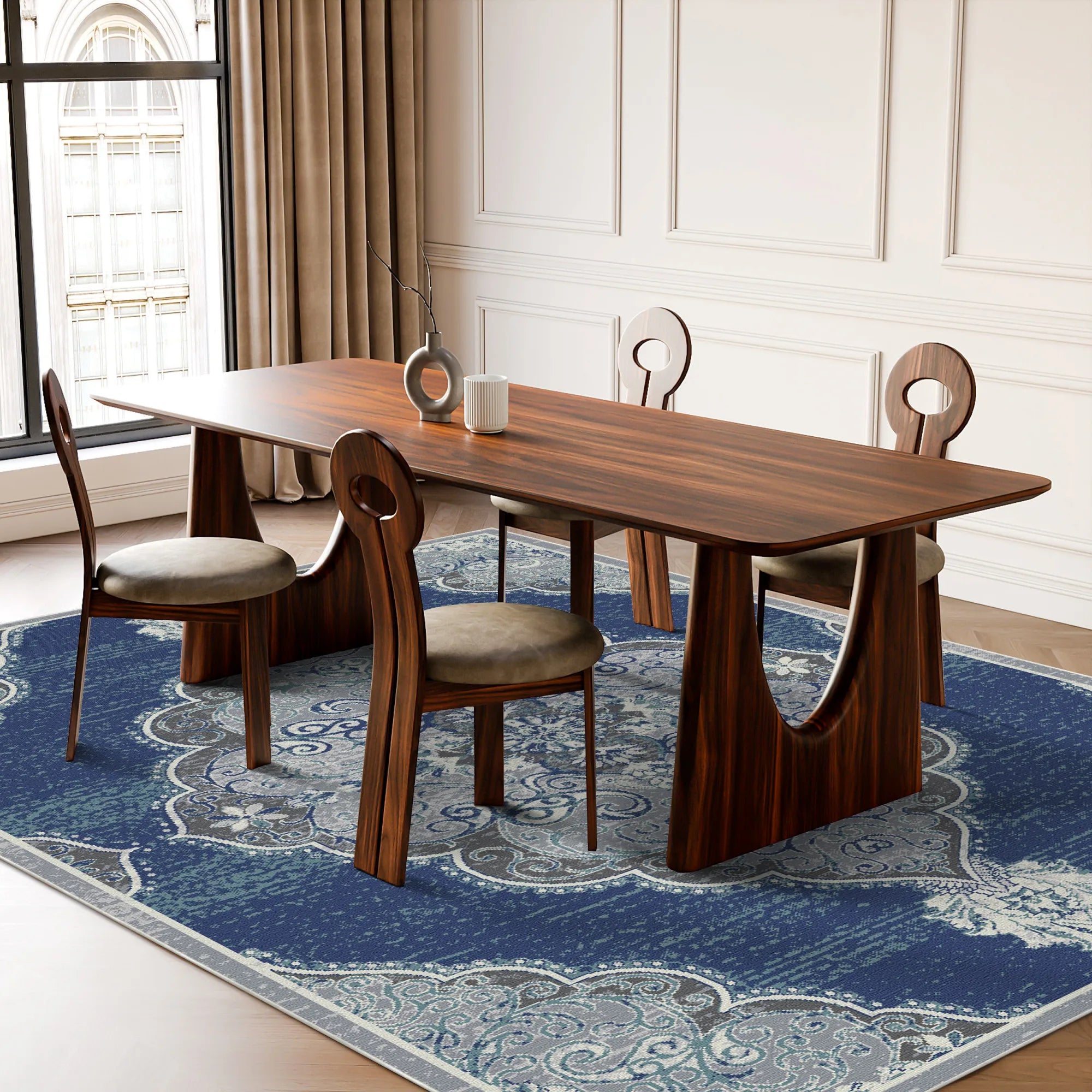 Slate Scrollwork Medallion Rug