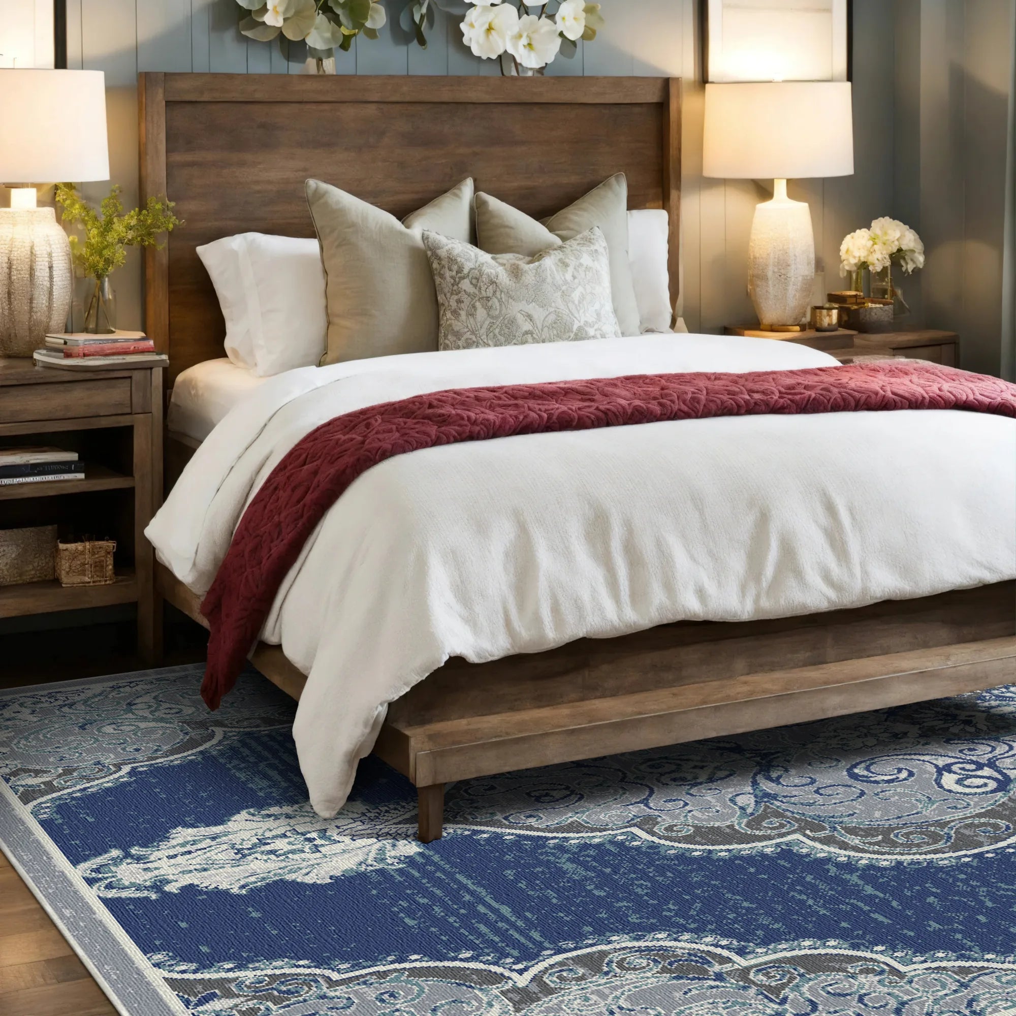 Slate Scrollwork Medallion Rug