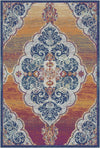 Sunset Scrollwork Medallion Washable Rug Multi