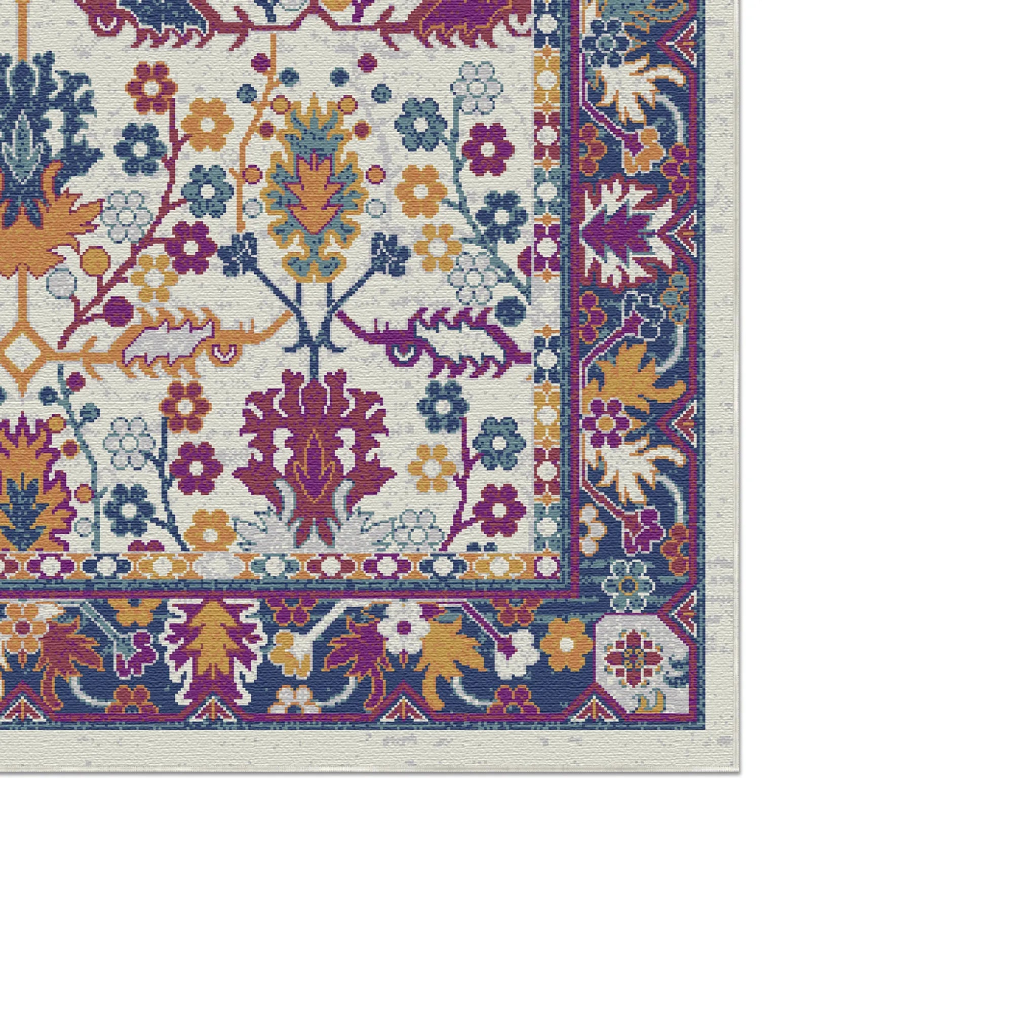 Vibrant Flora Lattice Botanical Rug