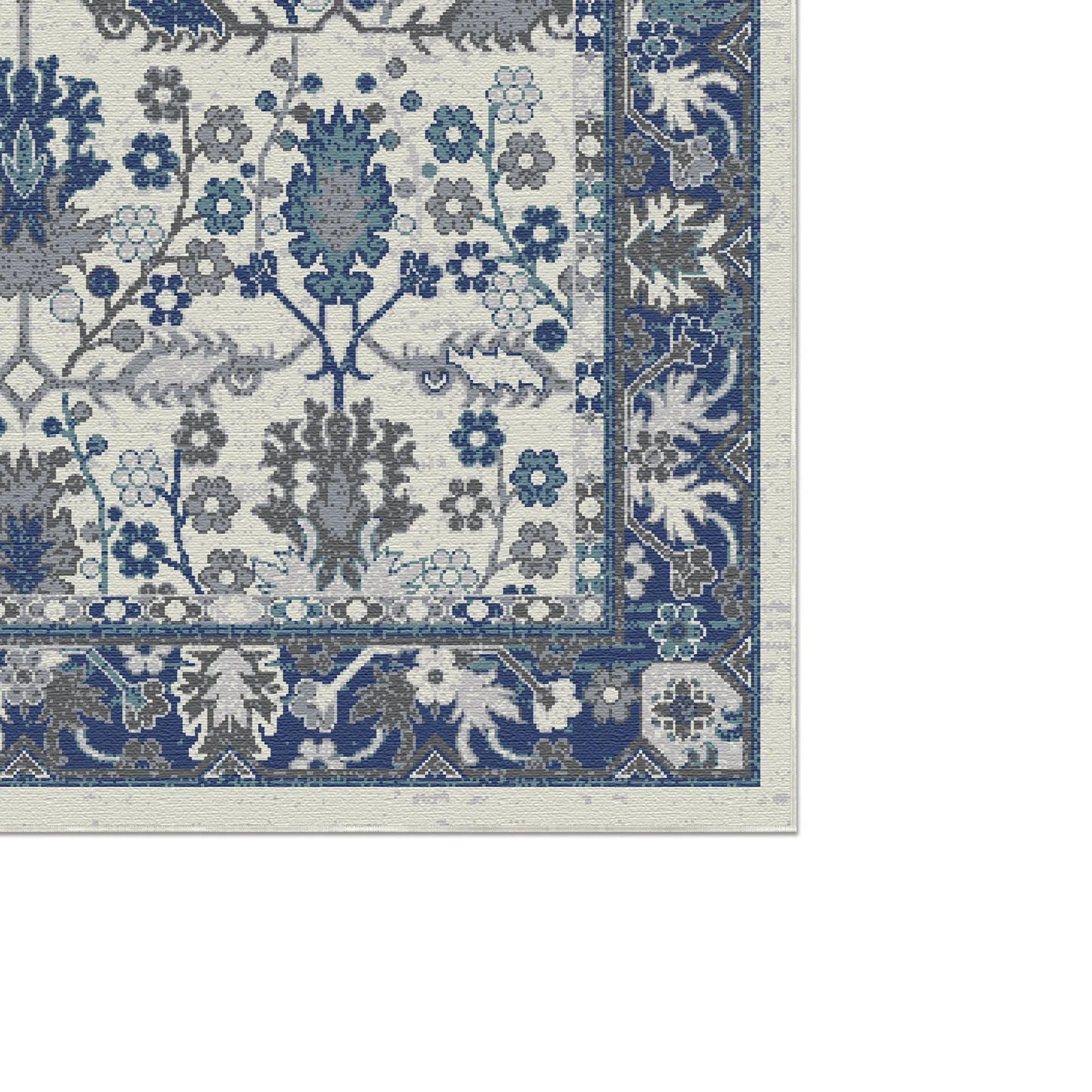 Slate Flora Lattice Botanical Rug