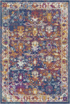 Midnight Flora Lattice Botanical Rug Navy Blue