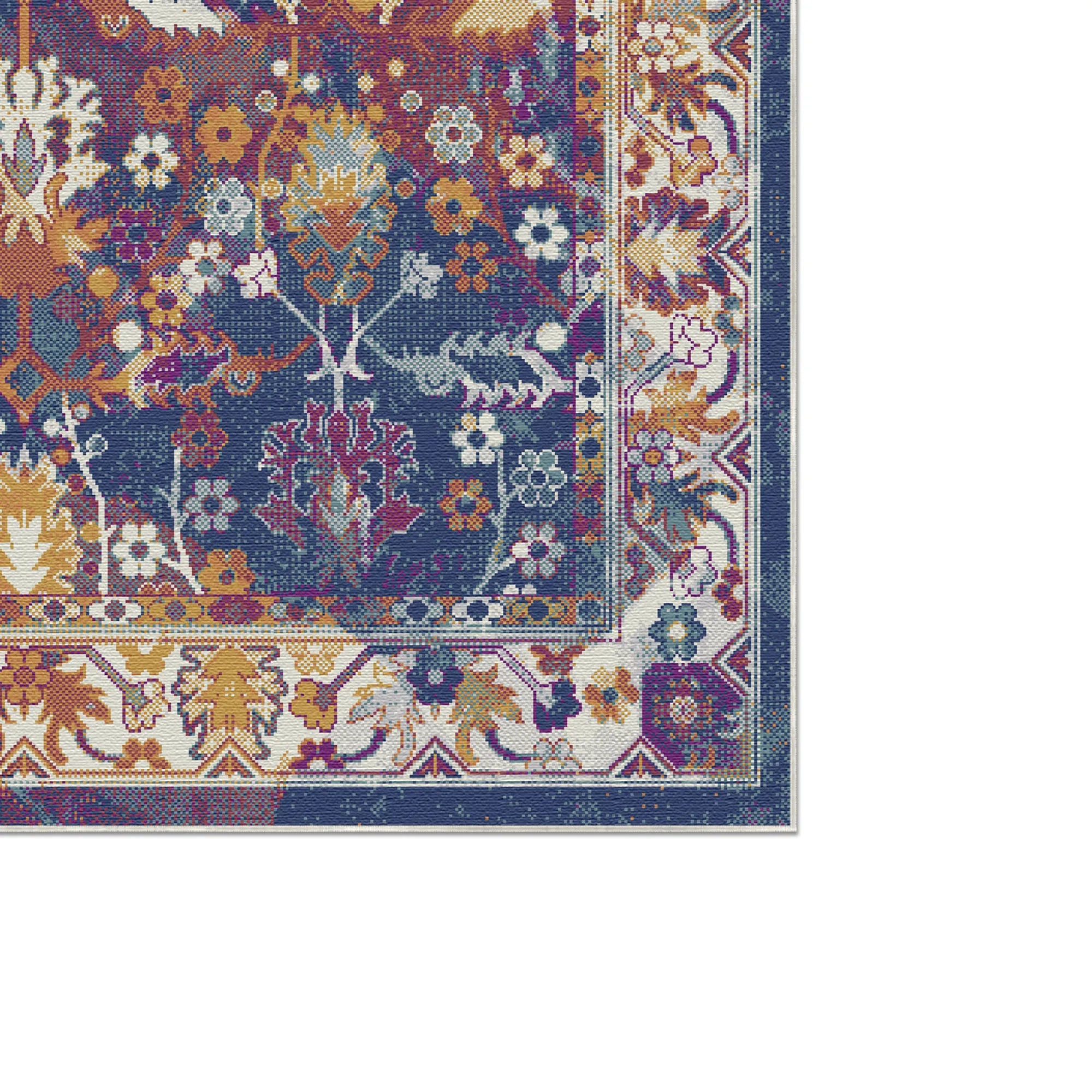 Midnight Flora Lattice Botanical Rug