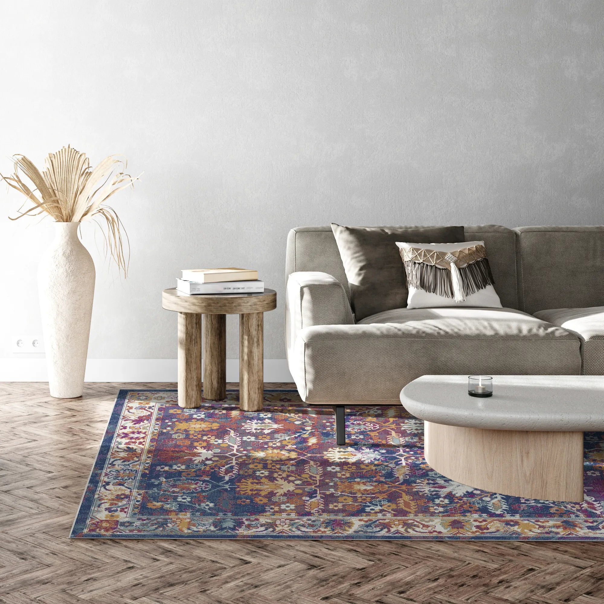 Midnight Flora Lattice Botanical Rug