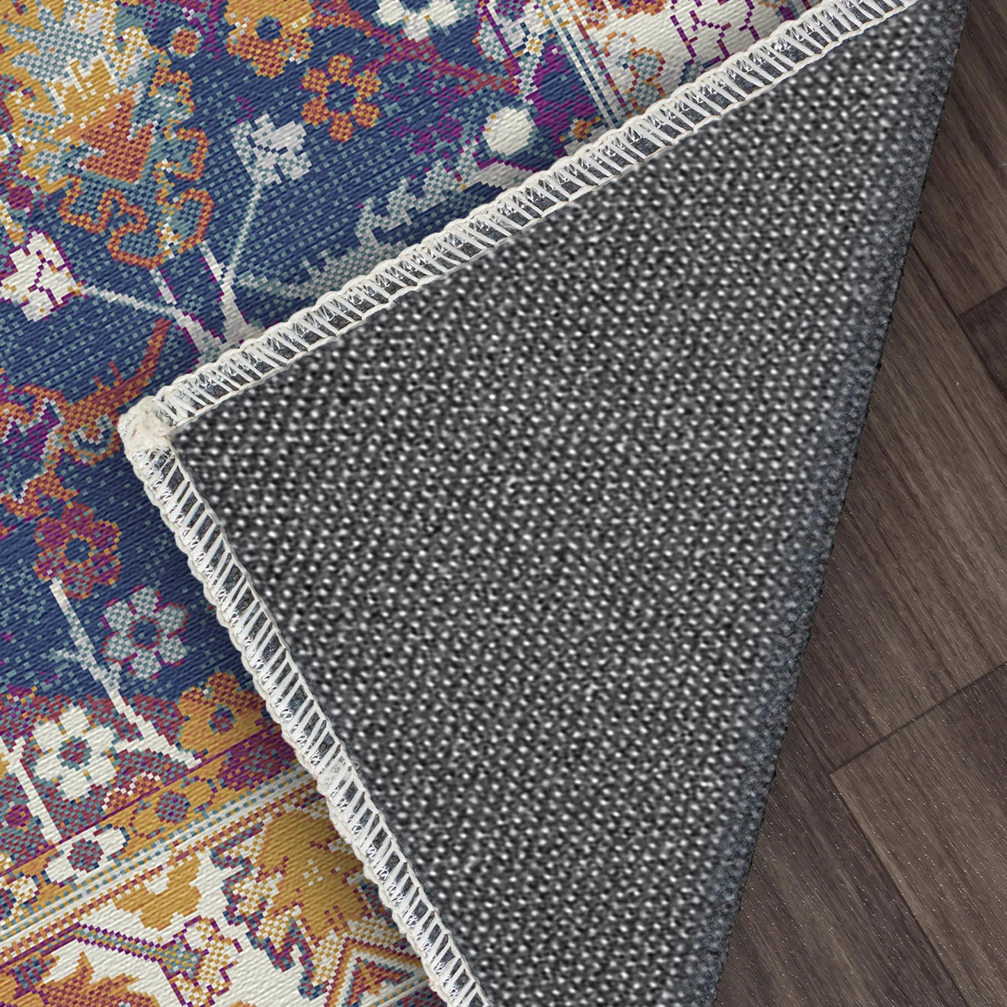 Midnight Flora Lattice Botanical Rug