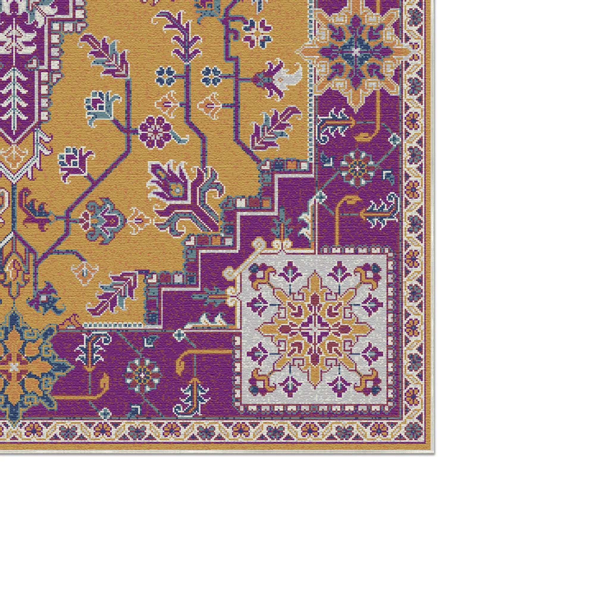 Regal Ochre Mosaic Medallion Rug