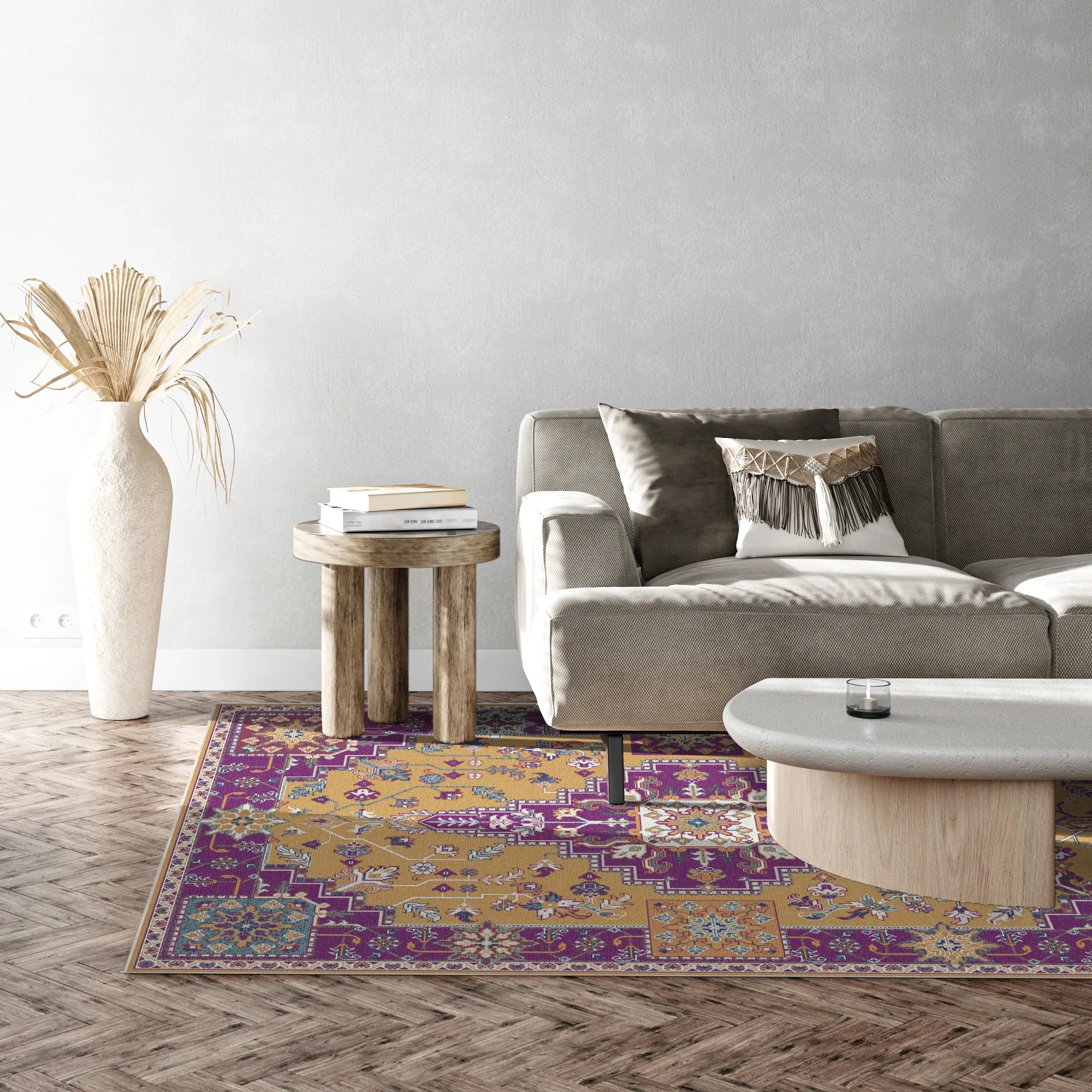 Regal Ochre Mosaic Medallion Rug