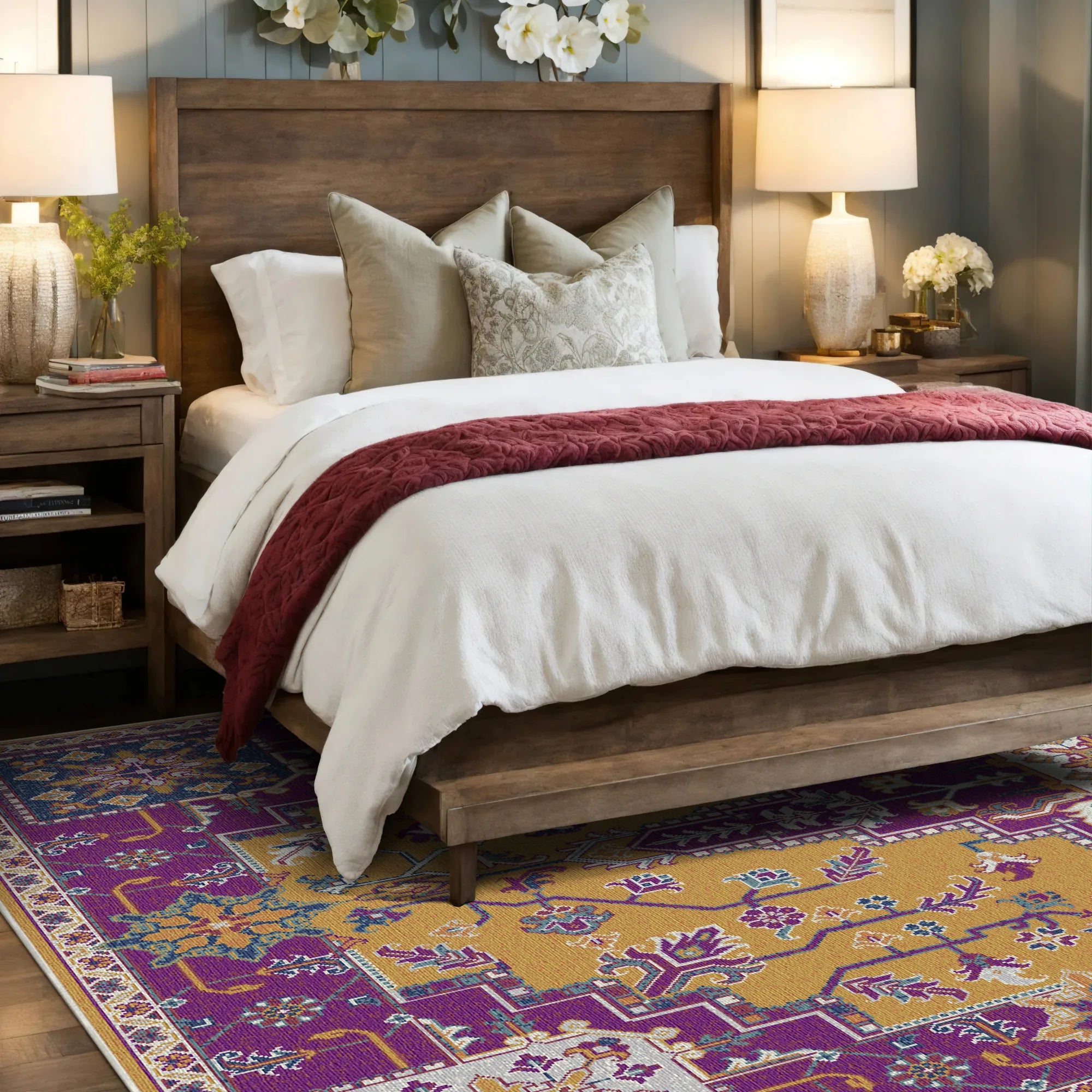 Regal Ochre Mosaic Medallion Rug