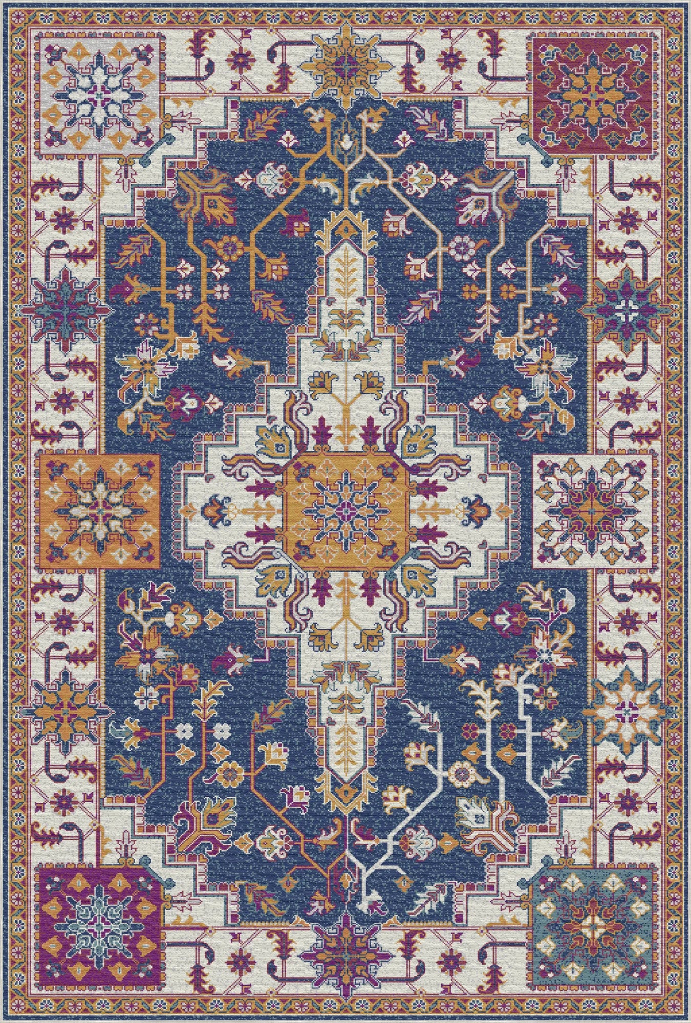 Indigo Mosaic Regal Medallion Rug
